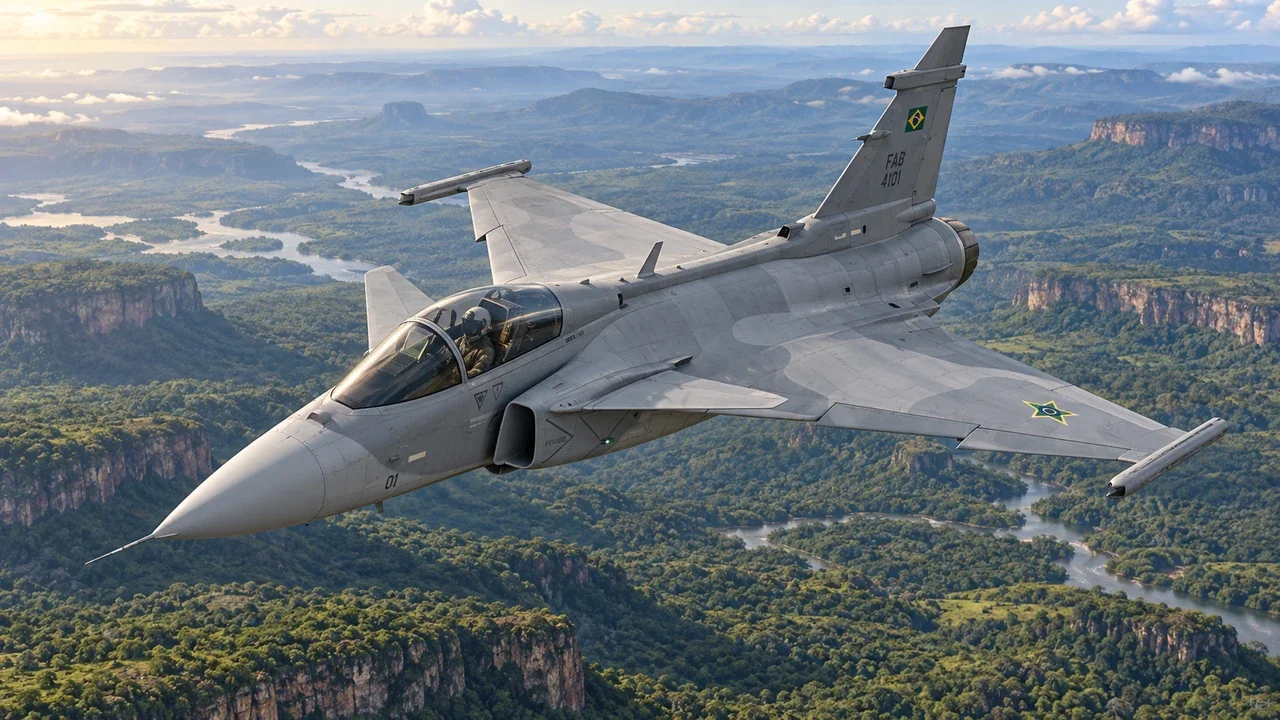 MPR illustration of the F-39E Gripen fighter associated with Brazil.