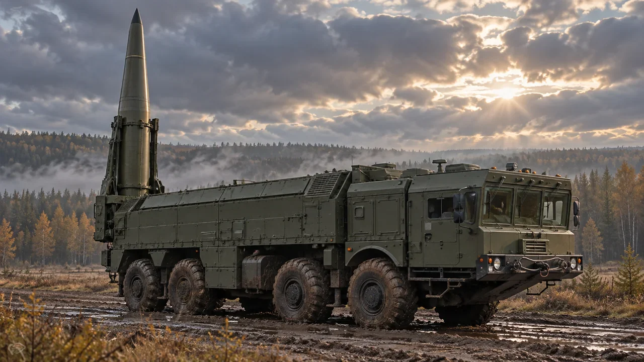 Illustration of an Iskander-M launcher with one missile raised