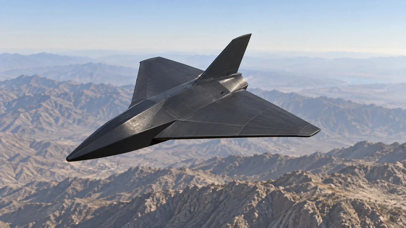 Illustration of Iran’s Hadid-110 jet-powered delta-wing attack drone in flight