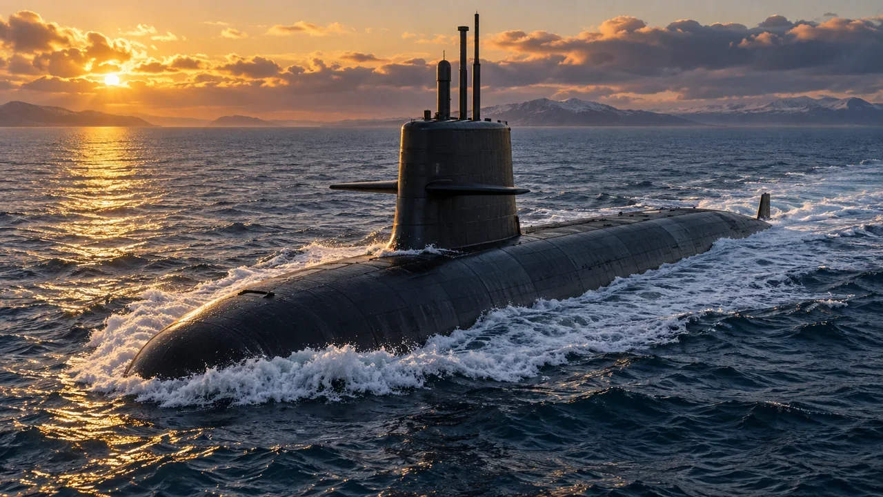 A Japanese Soryu-class submarine running on the surface at sea.