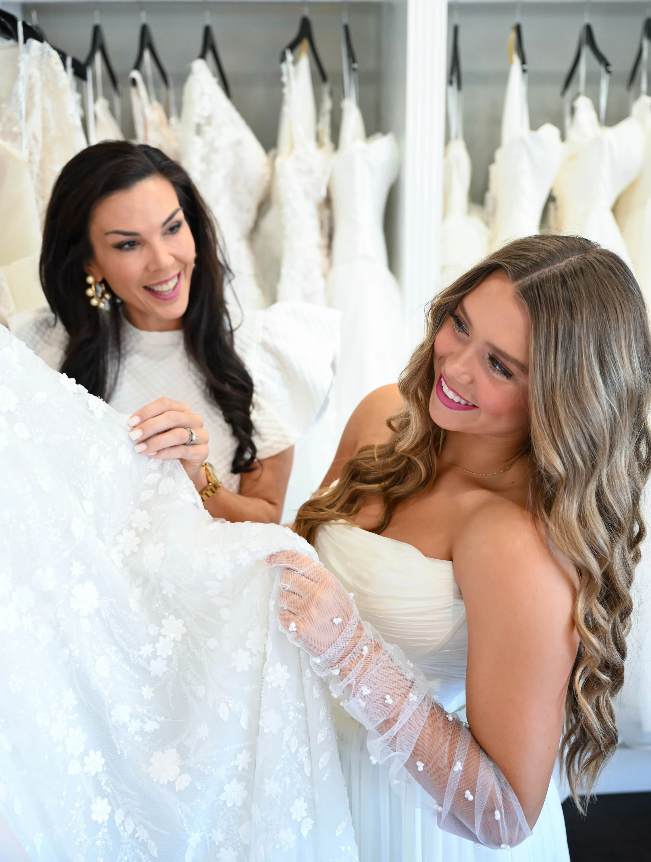 Bride in satin gown at White Weddings Bridal Valdosta