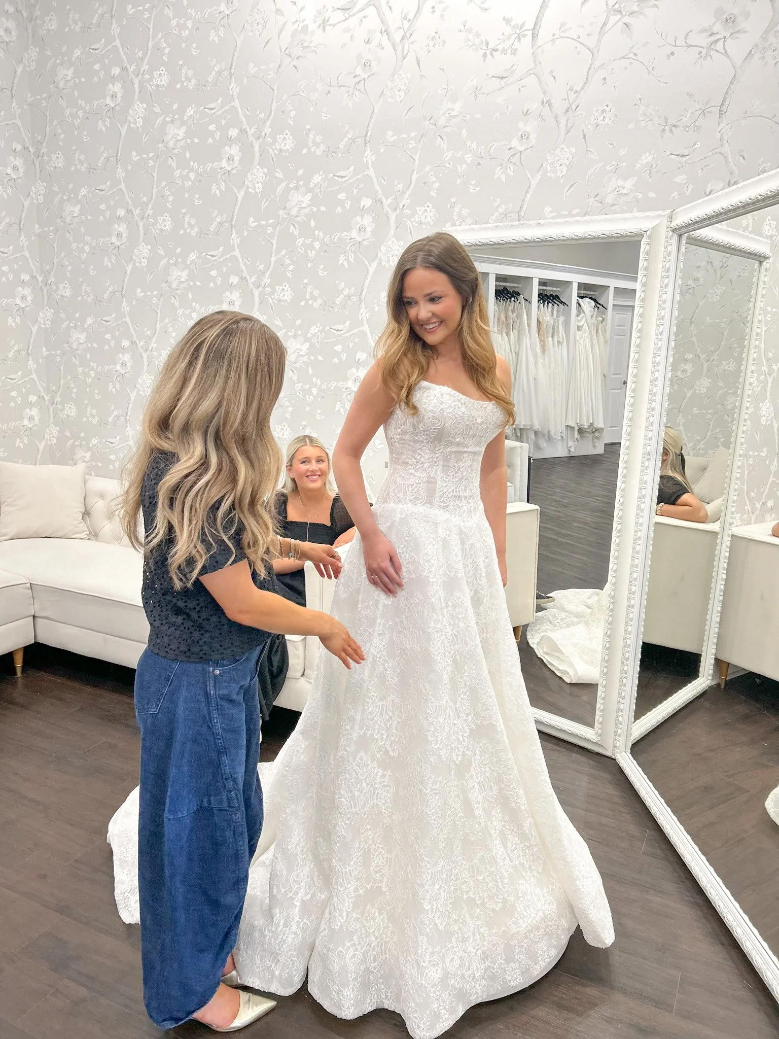 Bride in lace gown at White Weddings Bridal Valdosta