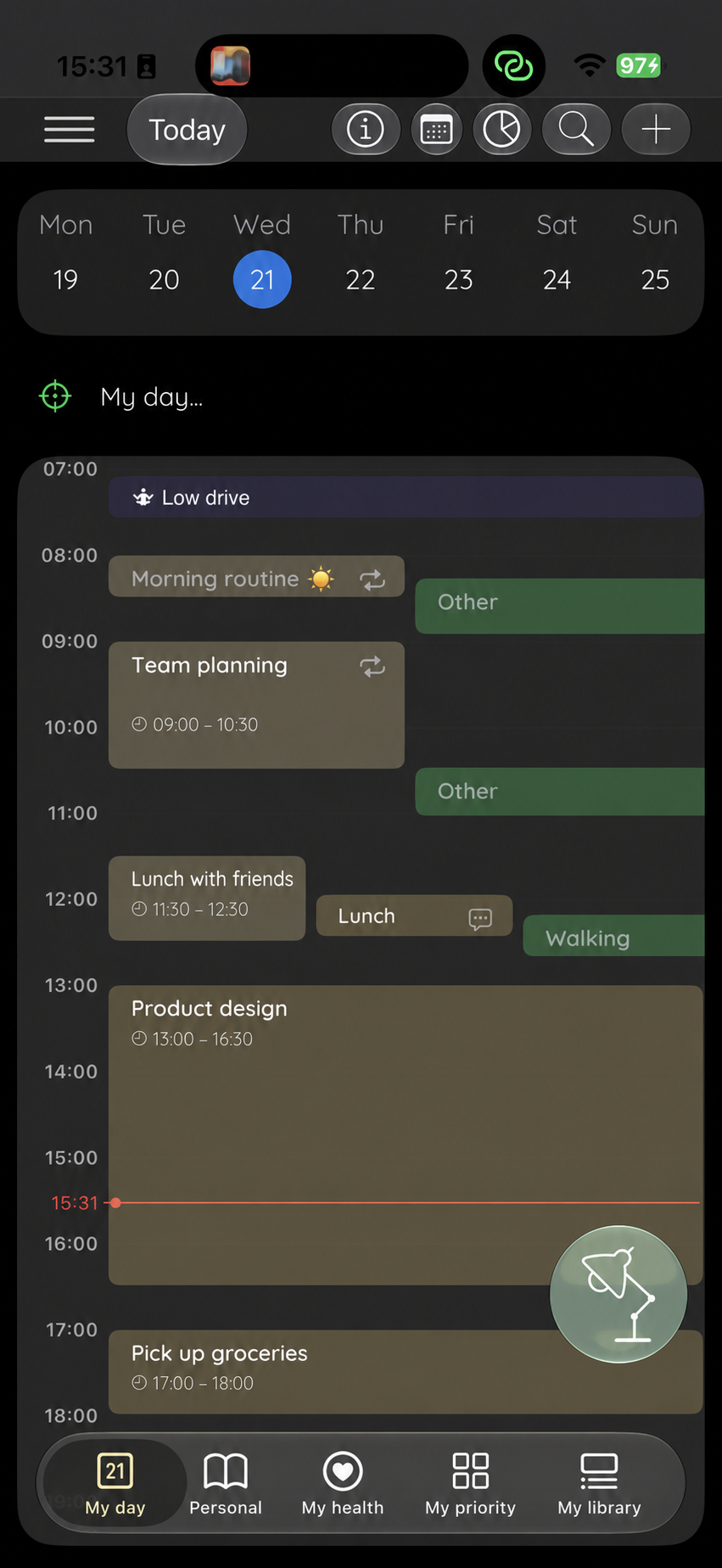 CROSSNote calendar with events