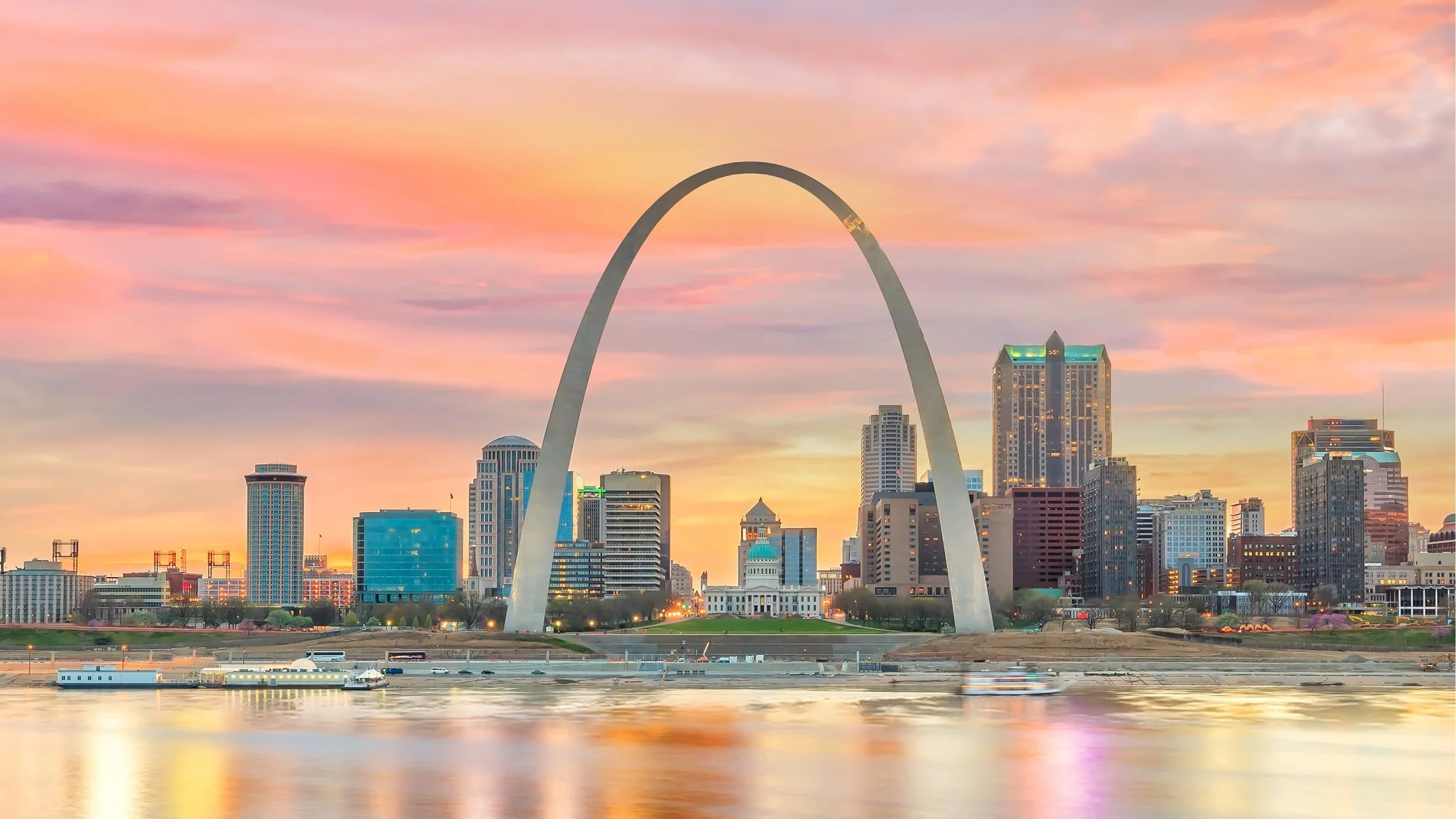 St. Louis skyline and neighborhoods served by Gear Up with CPR — Central West End, Midtown, Tower Grove, The Hill, and more