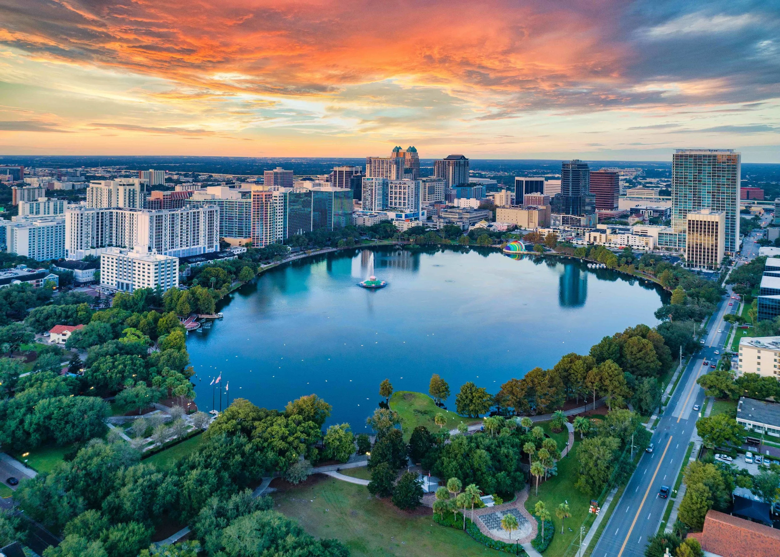 Orlando skyline and Central Florida neighborhoods served by Gear Up with CPR — Doctor Phillips, Baldwin Park, Kissimmee, and more