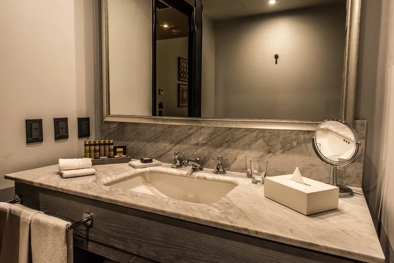 The marble bathroom