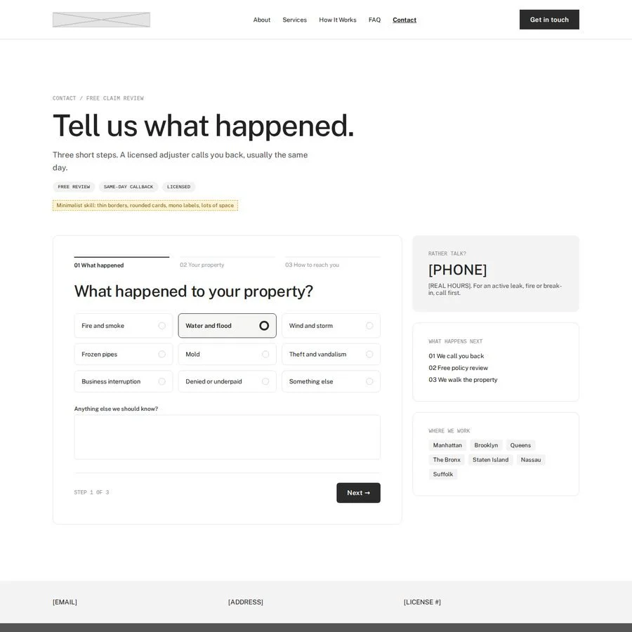 Contact wireframe