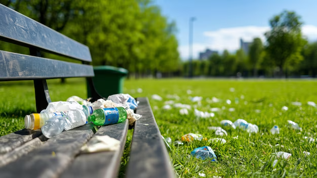 Park littered with garbage