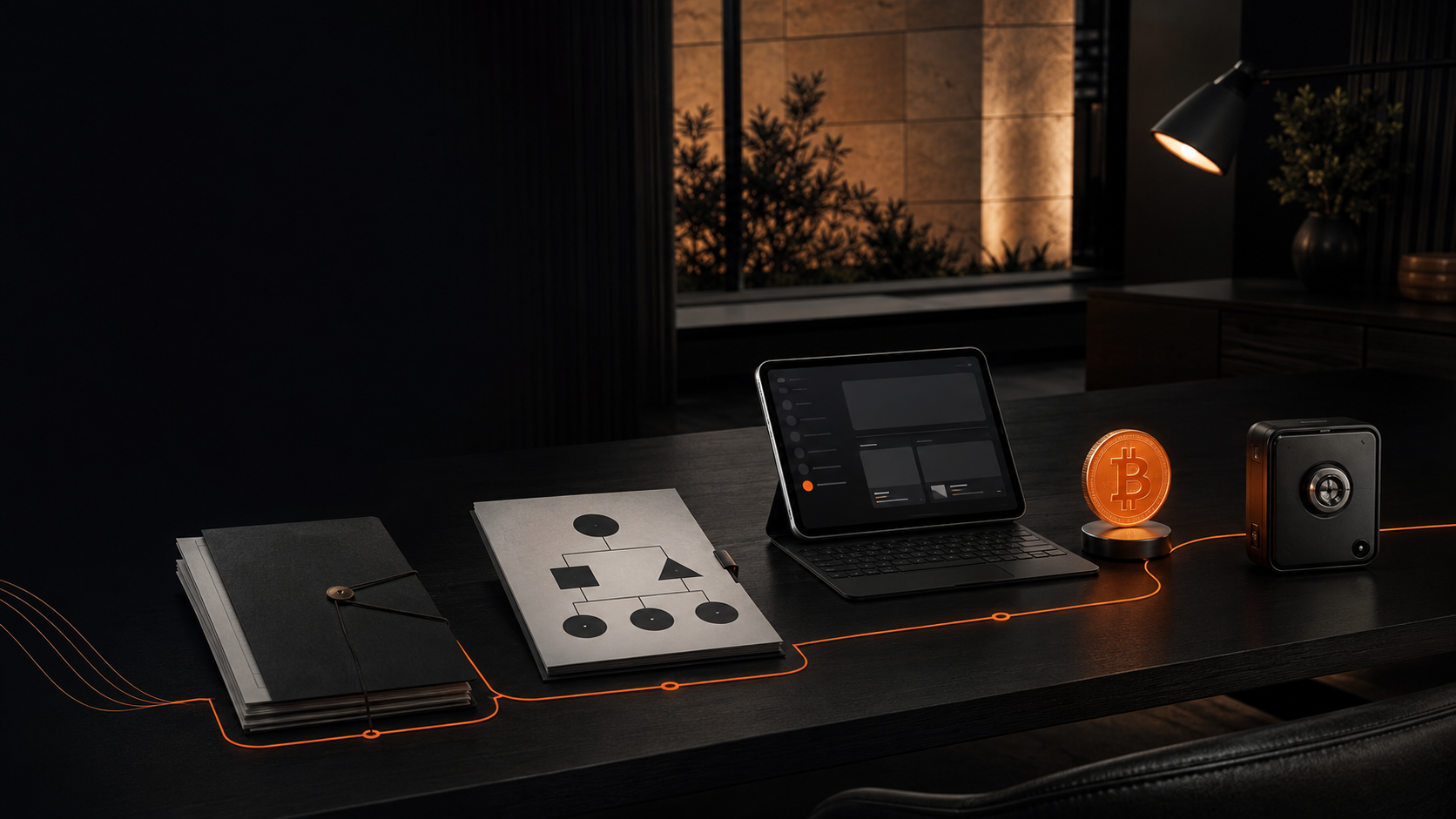 SMSF setup workflow from documents and structure diagram to tablet, Bitcoin and hardware signer