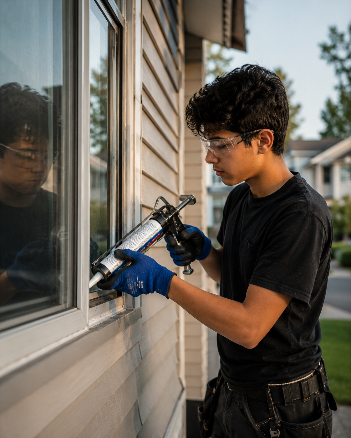 Teen learning home maintenance