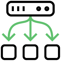 White server icon representing cloud computing and digital infrastructure for low code no code application development.