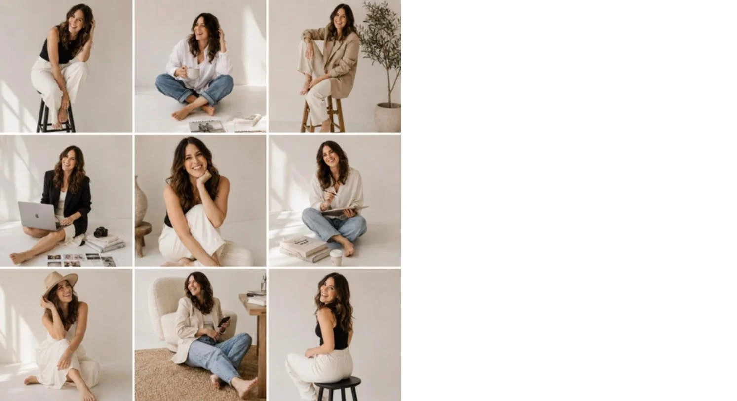 A grid of nine near-identical studio headshots