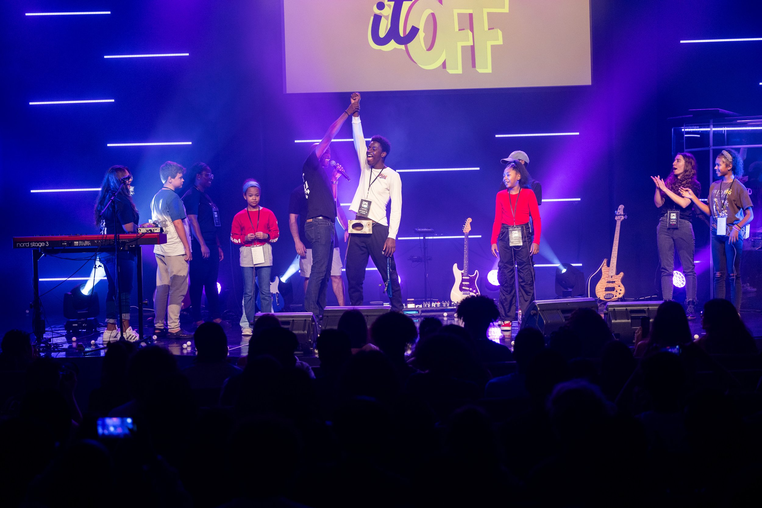 People gathering at church