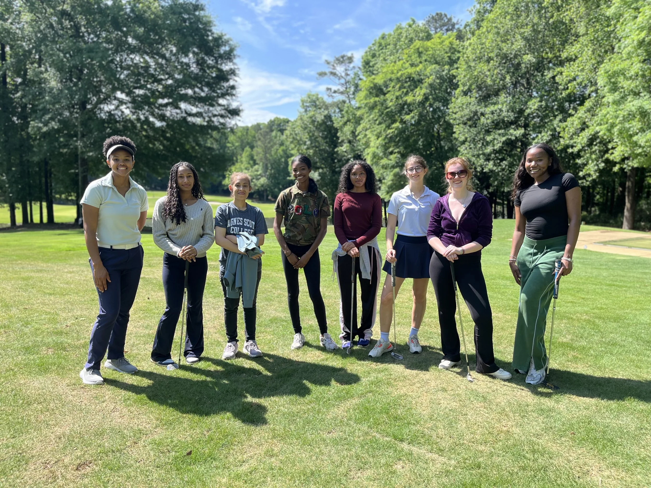 Agnes Scott students on the course