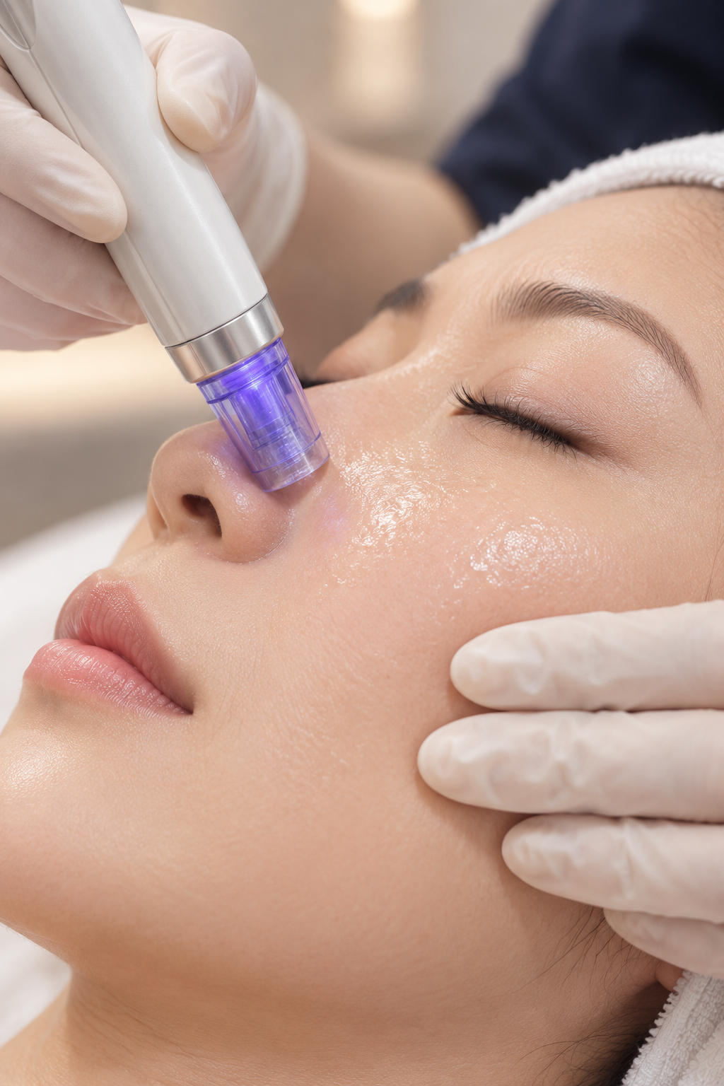 Precision microneedling treatment stage