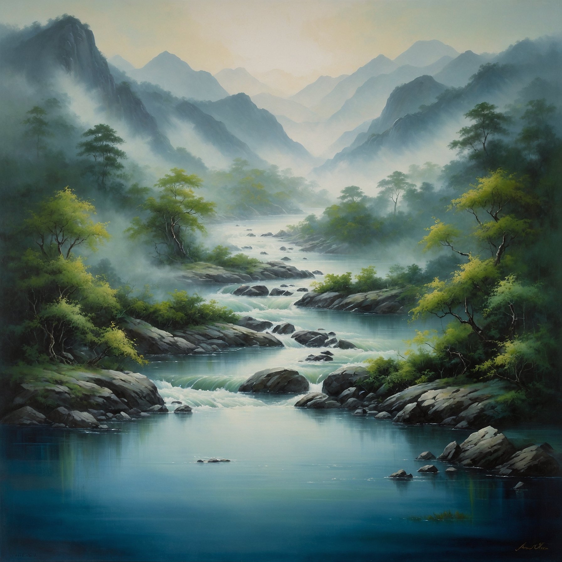 A classical painting representing Taoist principles