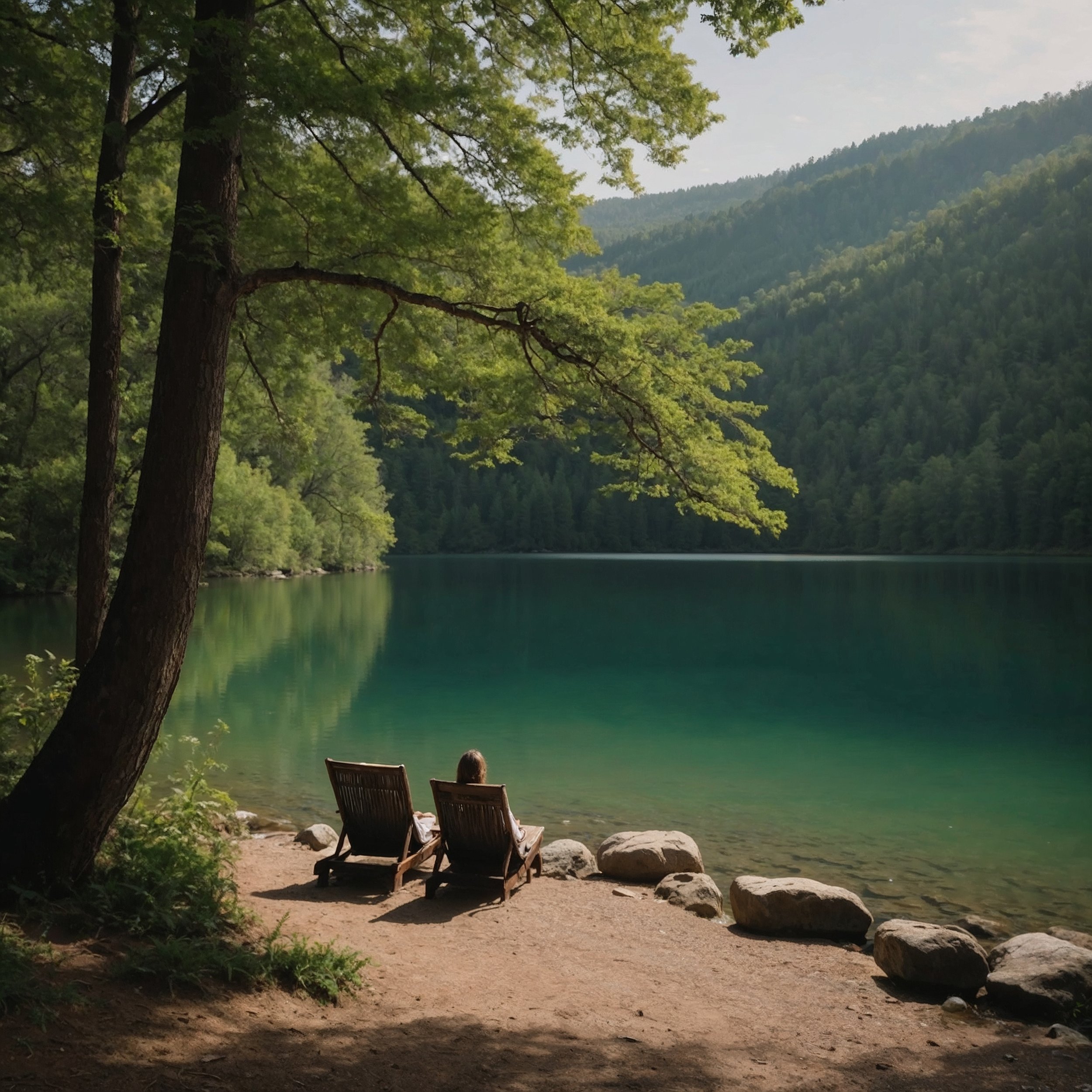 A calming visual representing the practice of mindful nature retreats, fostering deep presence and harmony in alignment with Staoic philosophy.