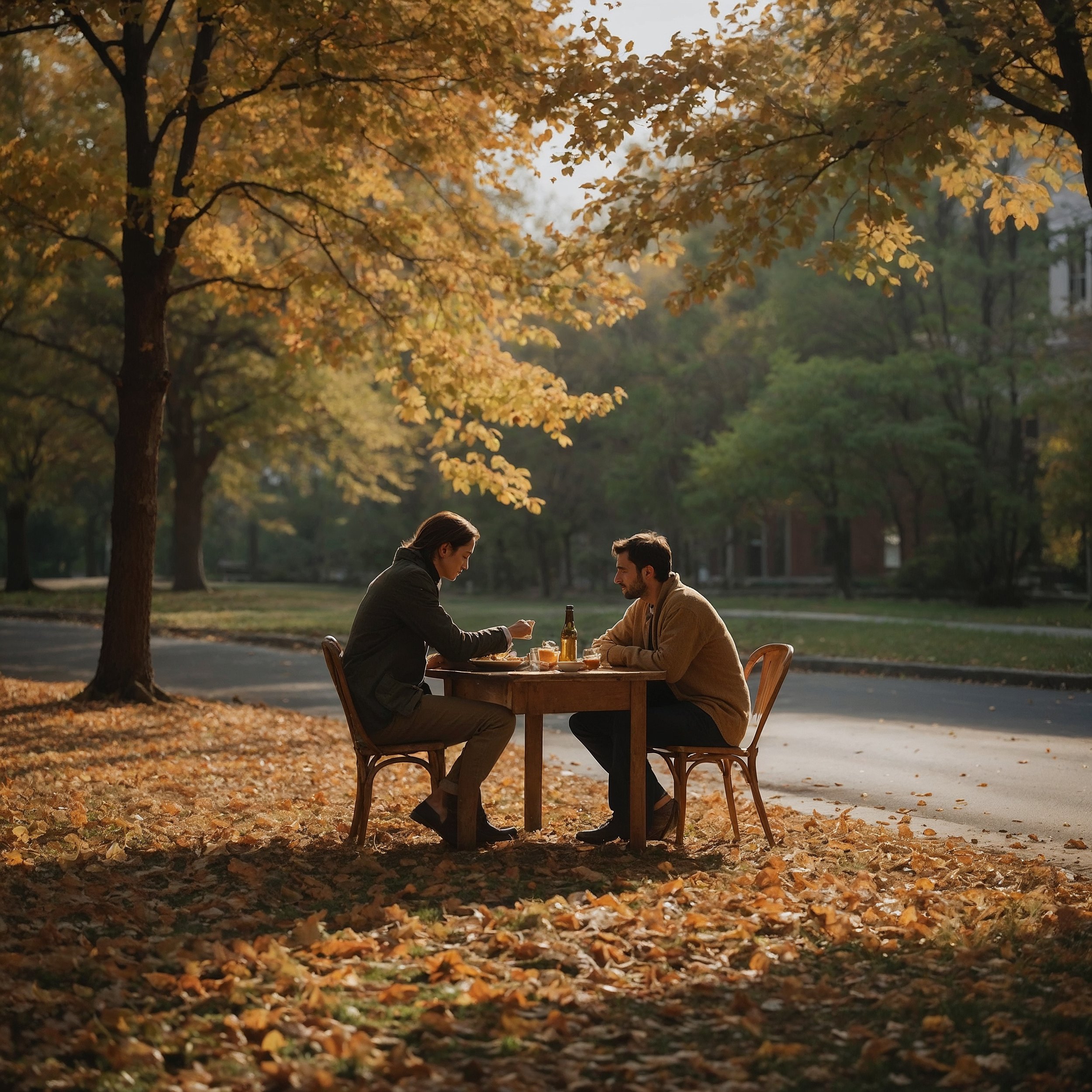 A quiet moment shared between two people, representing the Staoicist Daily Gratitude for Connection practice—an expression of appreciation for everyday relationships.