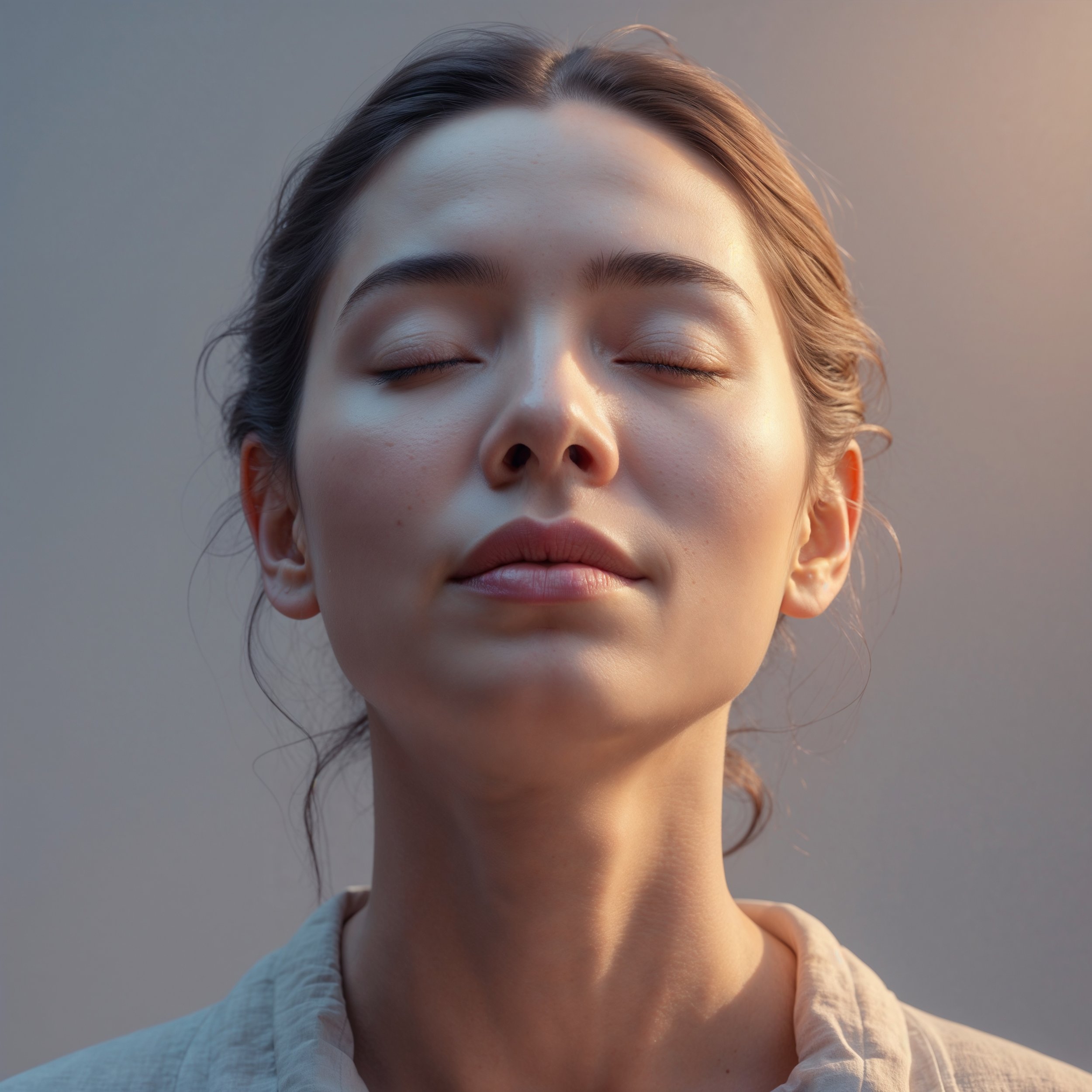 A close-up of deep breathing, illustrating the Staoicist practice of anchoring presence through breath.