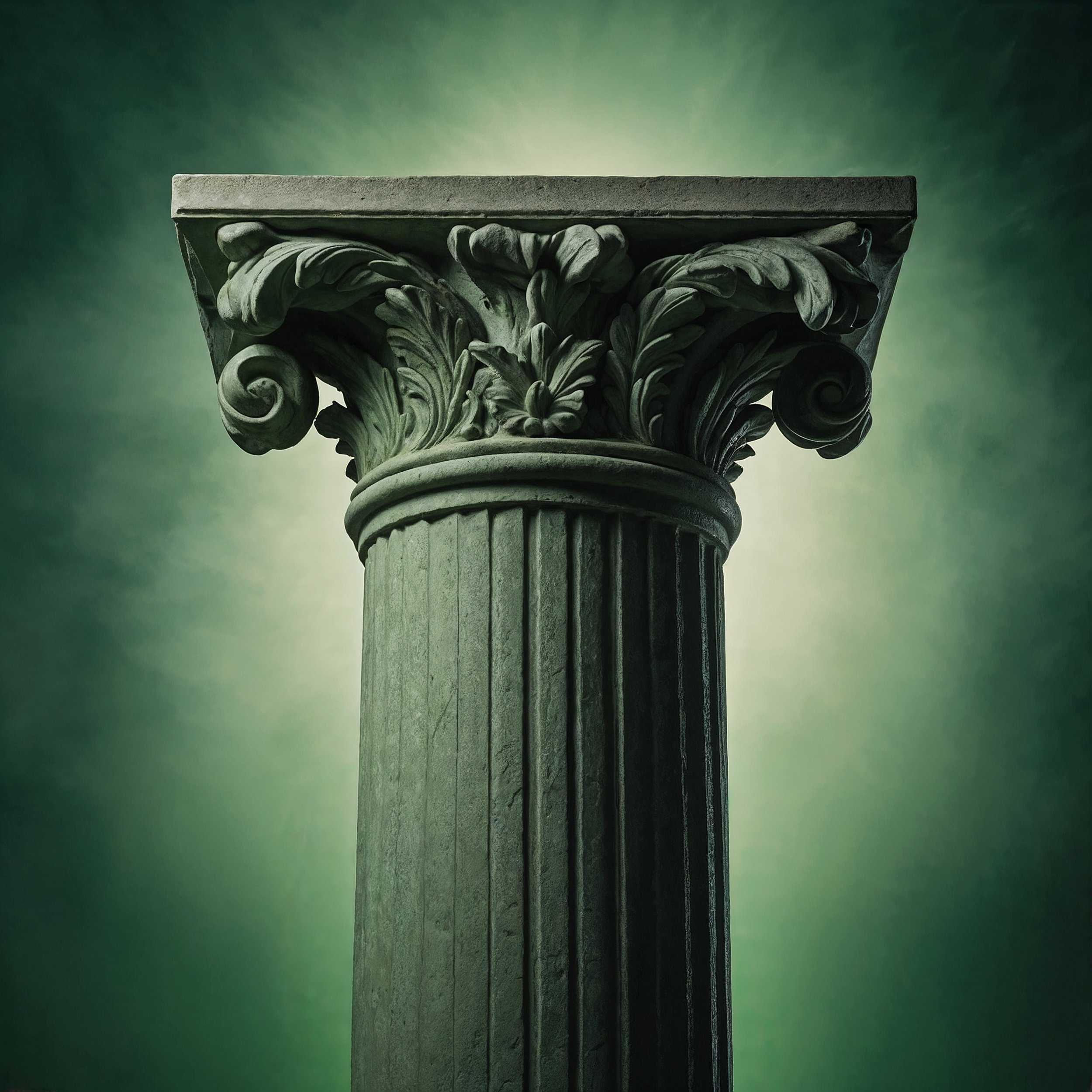 A classical column glowing subtly, representing the Stoic principle of resilience and strength.