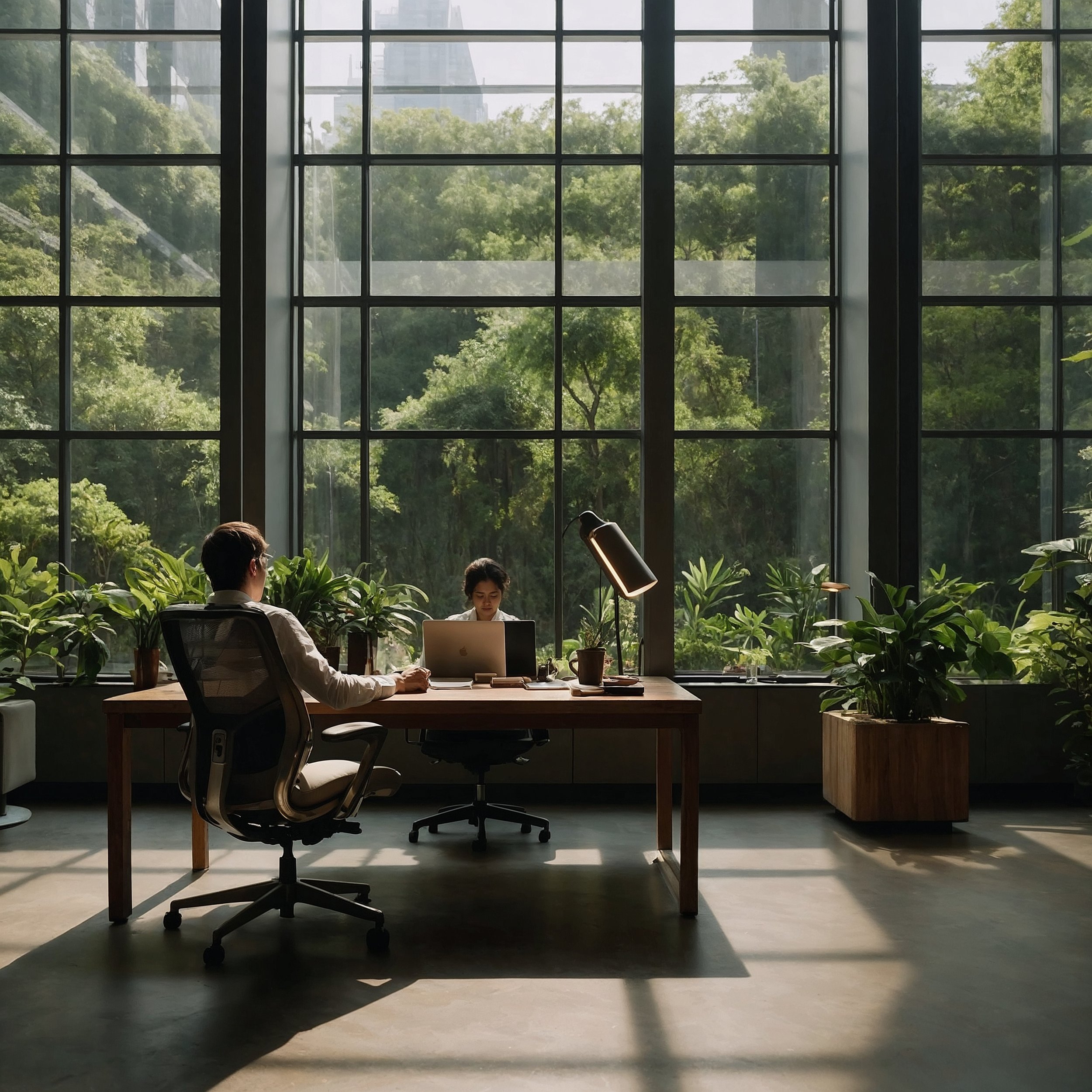A visual representation of sustainable work rhythms, balancing productivity and well-being through nature-aligned practices in workplace culture.