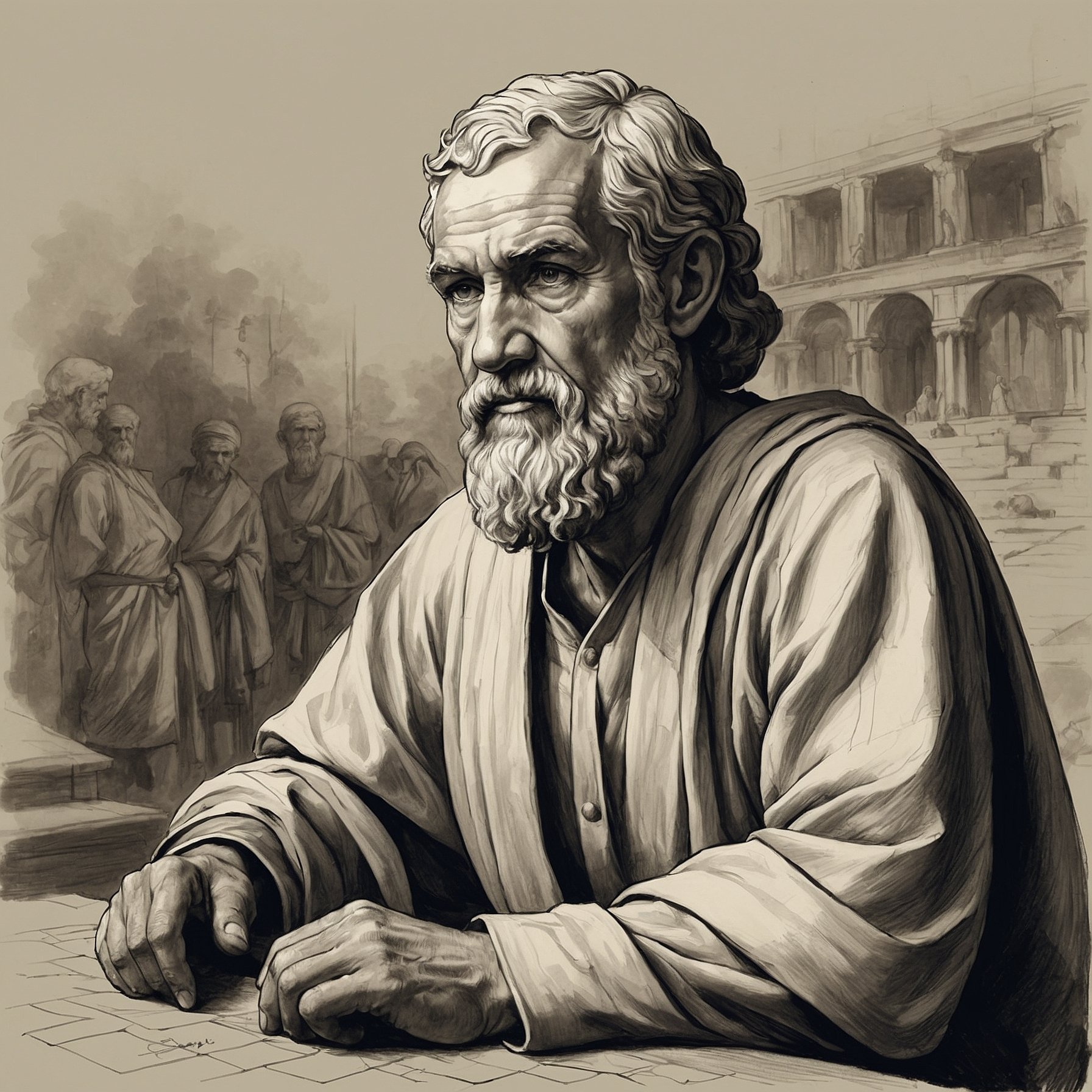 Illustration of Epictetus, ancient Stoic philosopher and former slave.