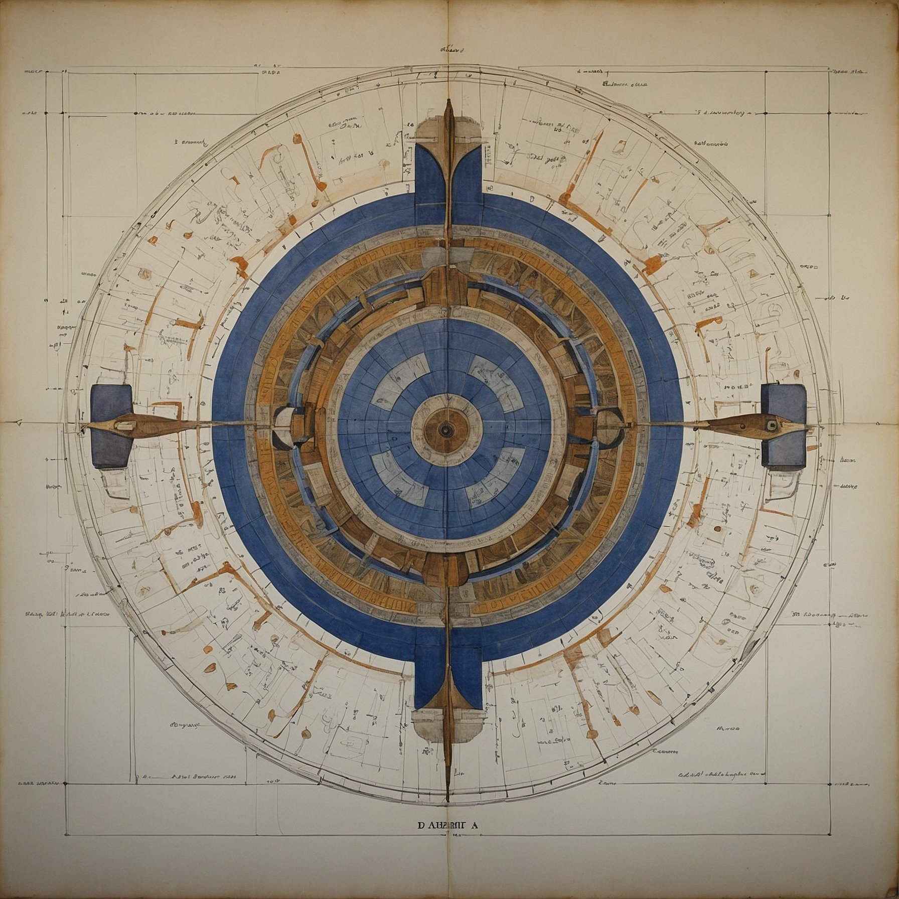 Detailed Stoicist diagram with symmetry and precise measurements, symbolizing logic and rationality with sharp lines and crisp colors for intellectual clarity