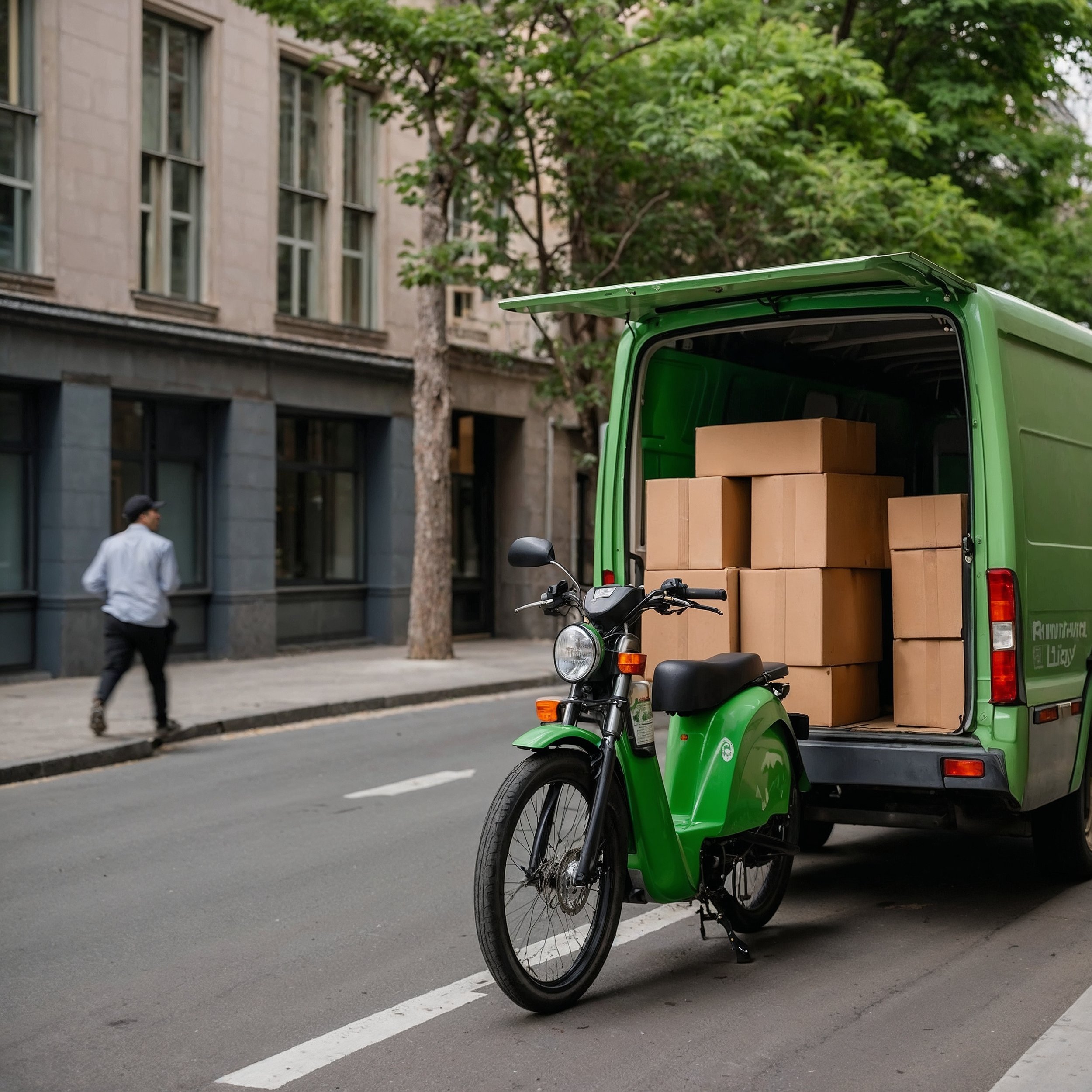A visual representation of sustainable logistics, emphasizing efficiency and environmental responsibility in alignment with Staoic principles.