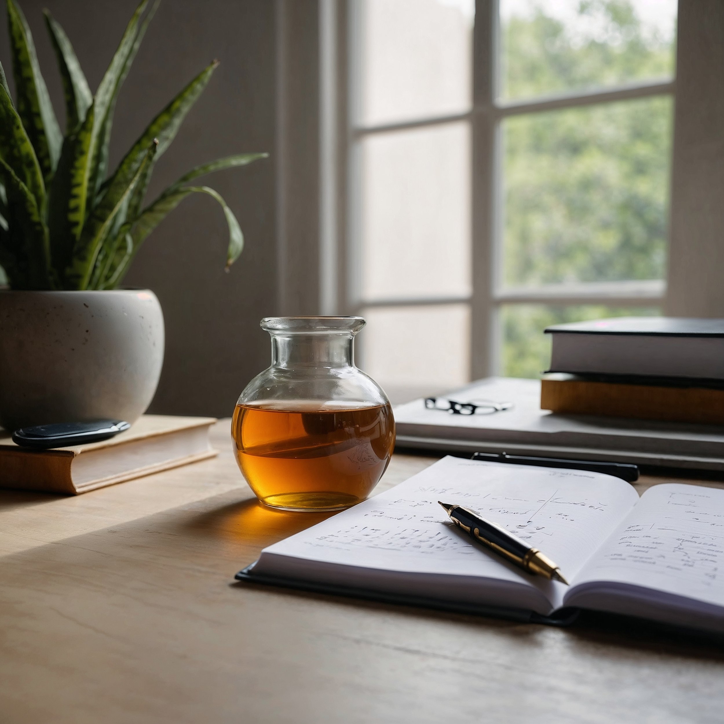 A serene workspace illustrating the shift from time-based productivity to energy-based flow, reflecting Wuthea's principle of effortless action in office work.