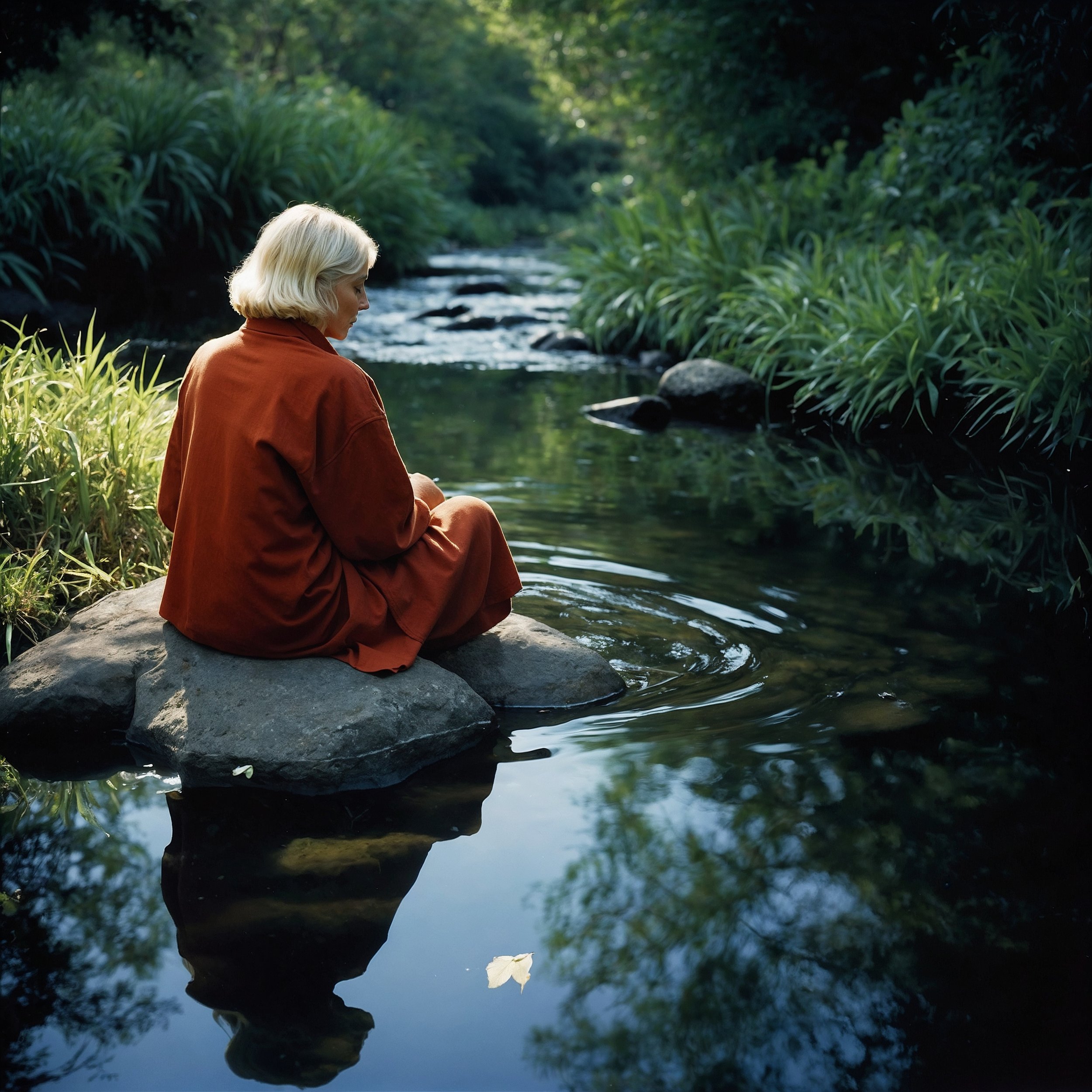 An engaging and self explanatory symbol of 'Daily Reflection in Flow' mixing Stoicist and Taoist mindfulness spirit