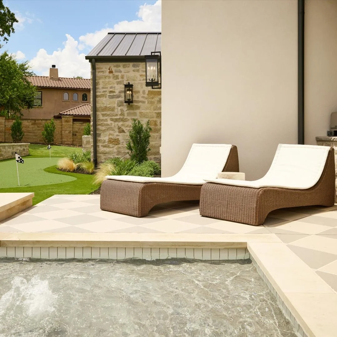 Tanning ledge pool entry — Larkin residence Georgetown Texas