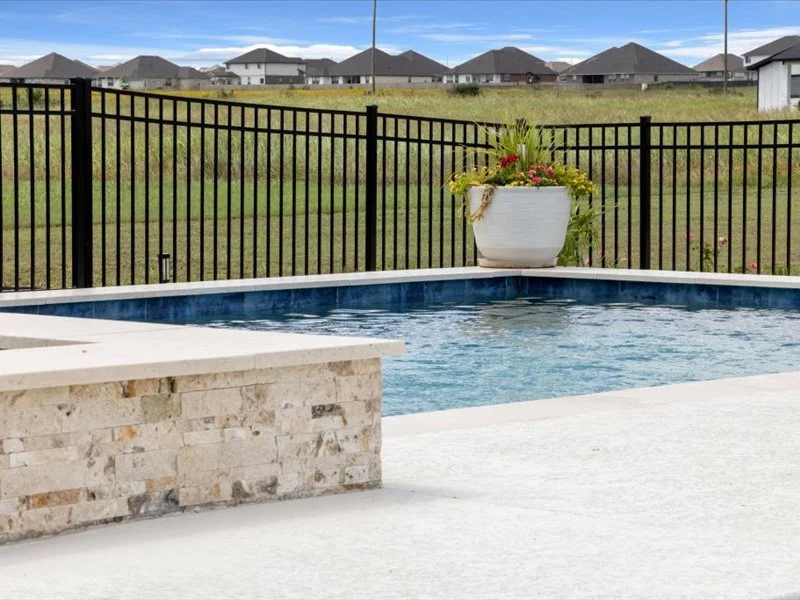 6x6 Menorca Atlantic Blue tile detail — Mini Pebble Aqua White finish