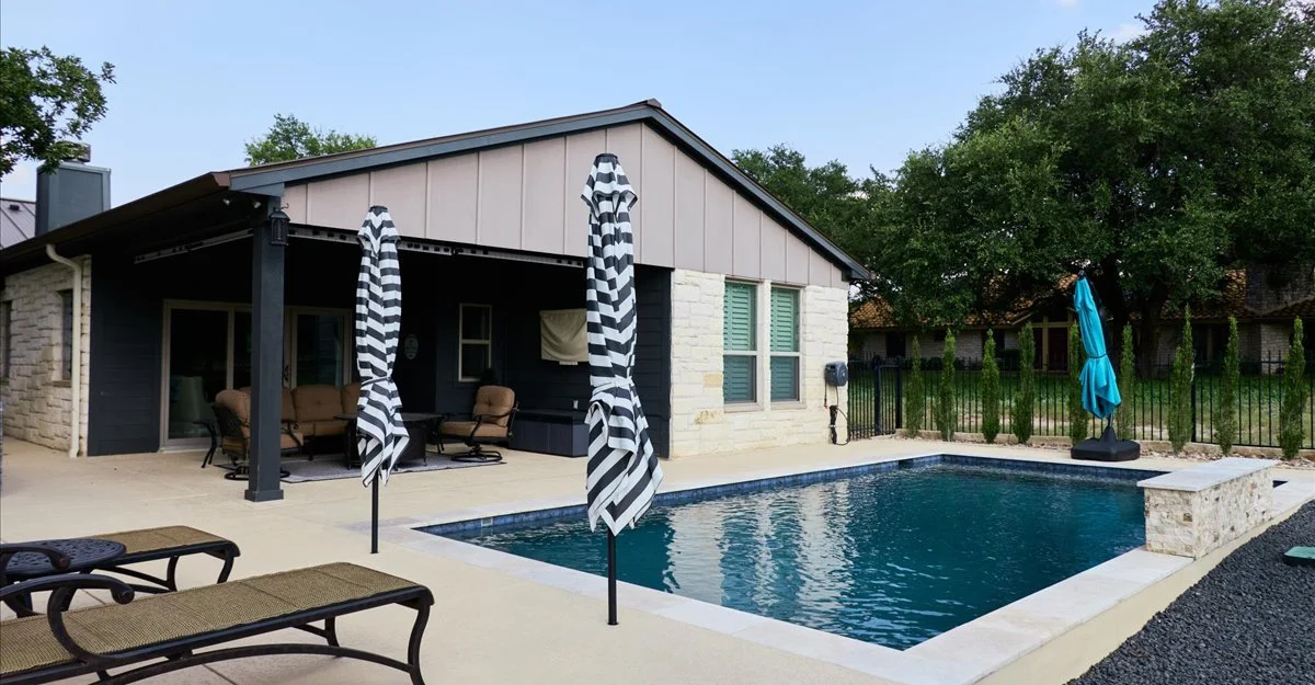 Custom pool with Hill Country farmhouse — Horseshoe Bay Texas