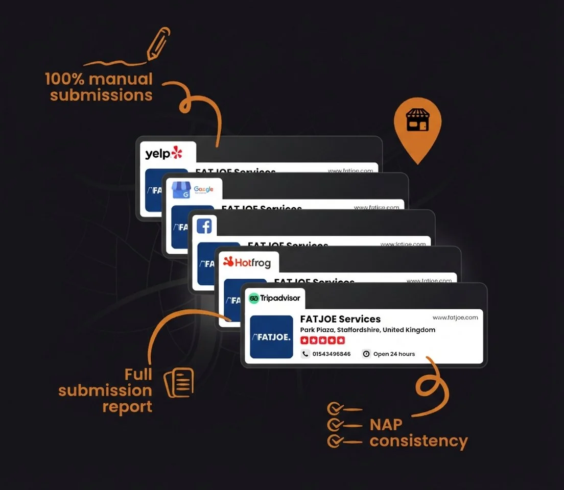 Local citation building dashboard showing business listings for Waynesville NC