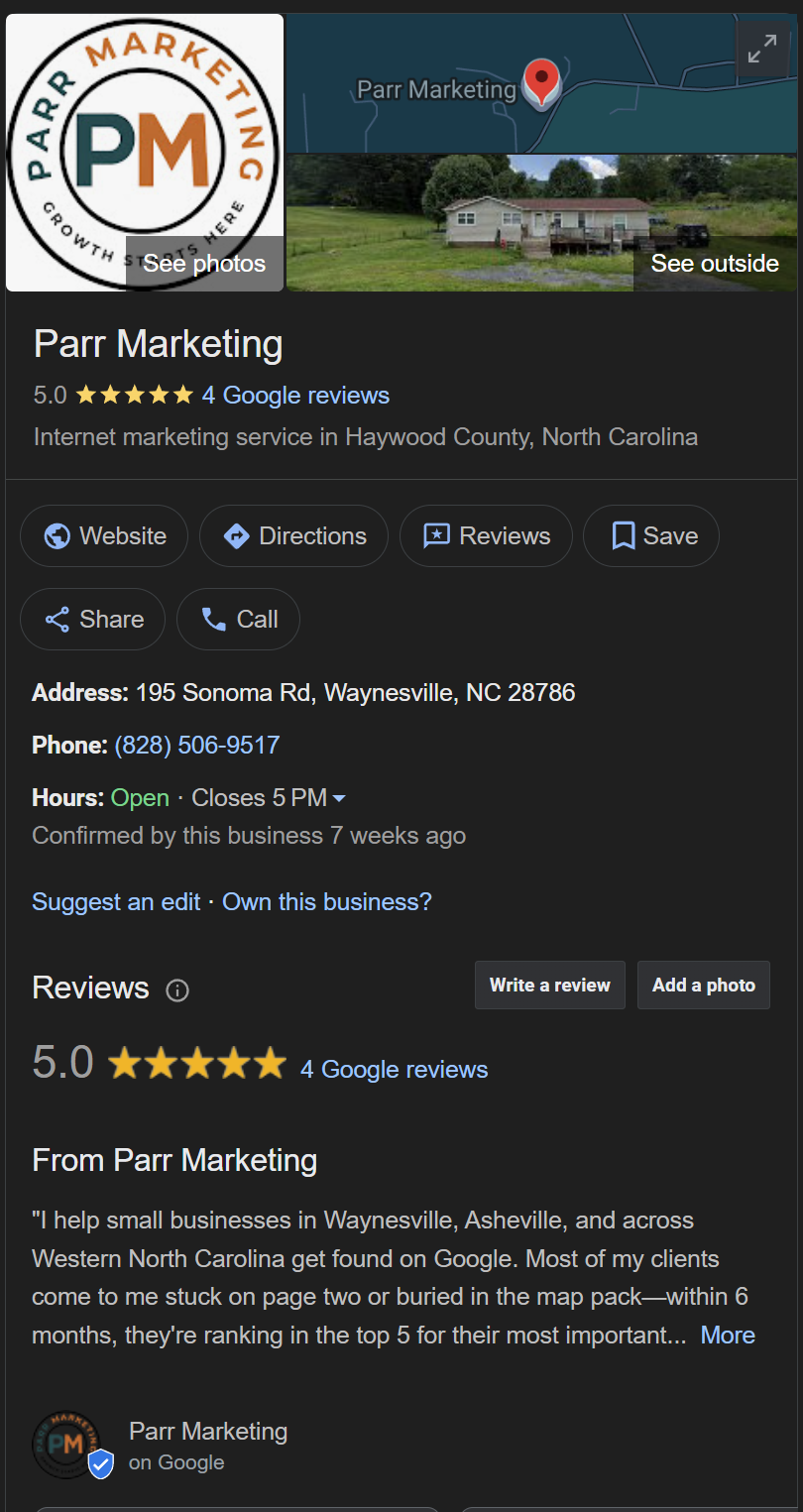 Google Business Profile citation example