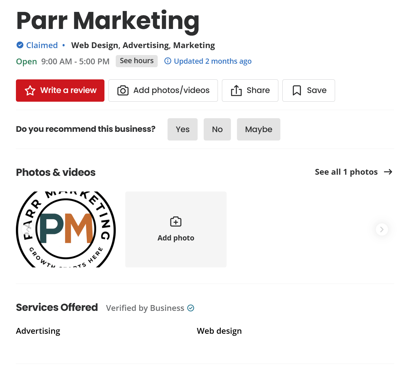 Yelp citation example