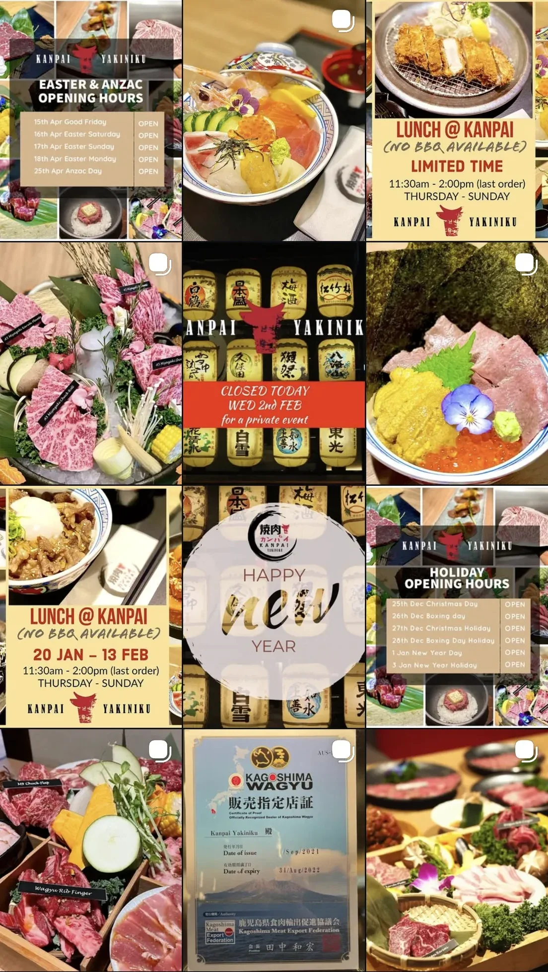 Before — Kanpai's previous in-house social content