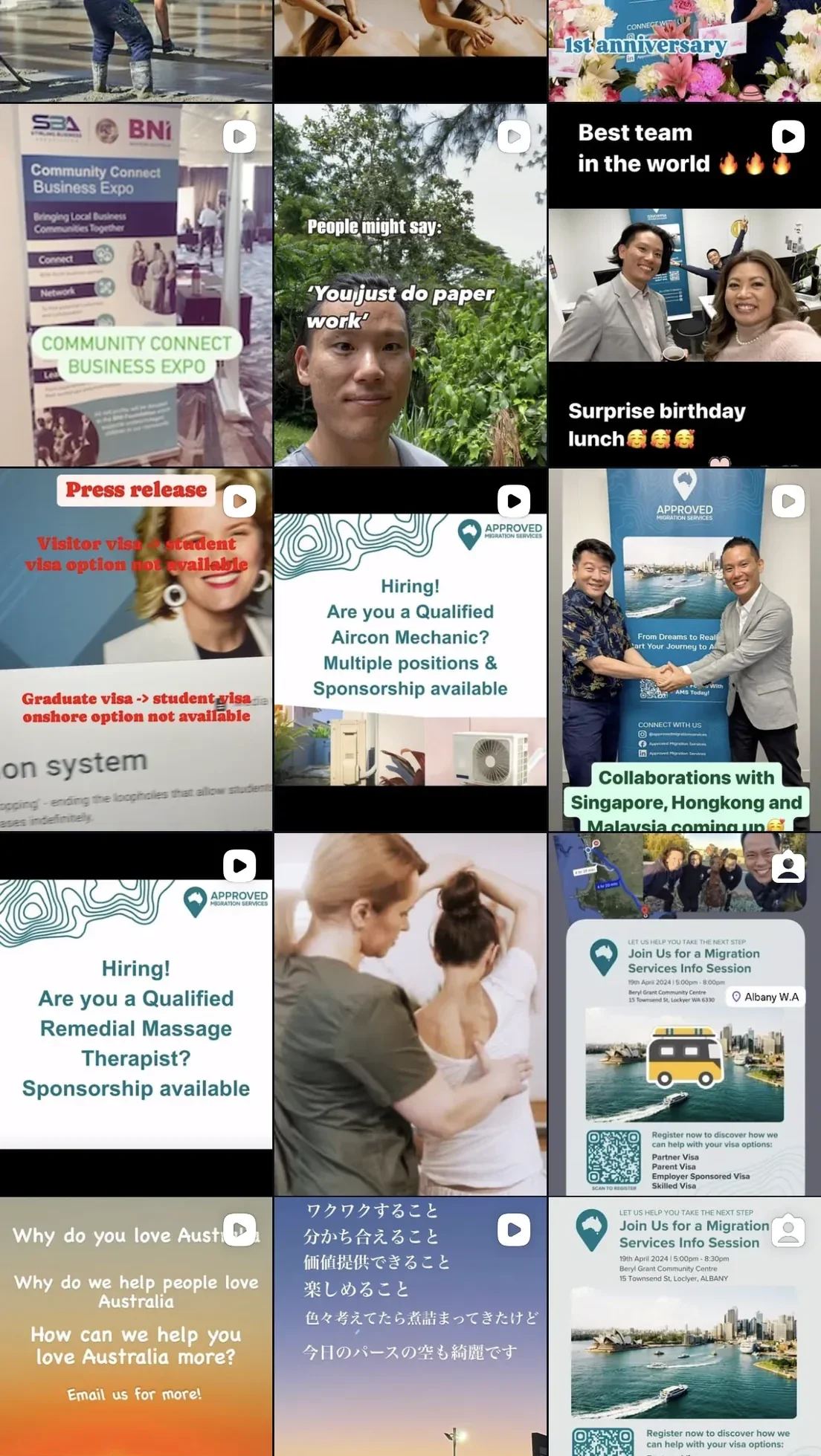 Before — Approved Migration Services's previous in-house social content