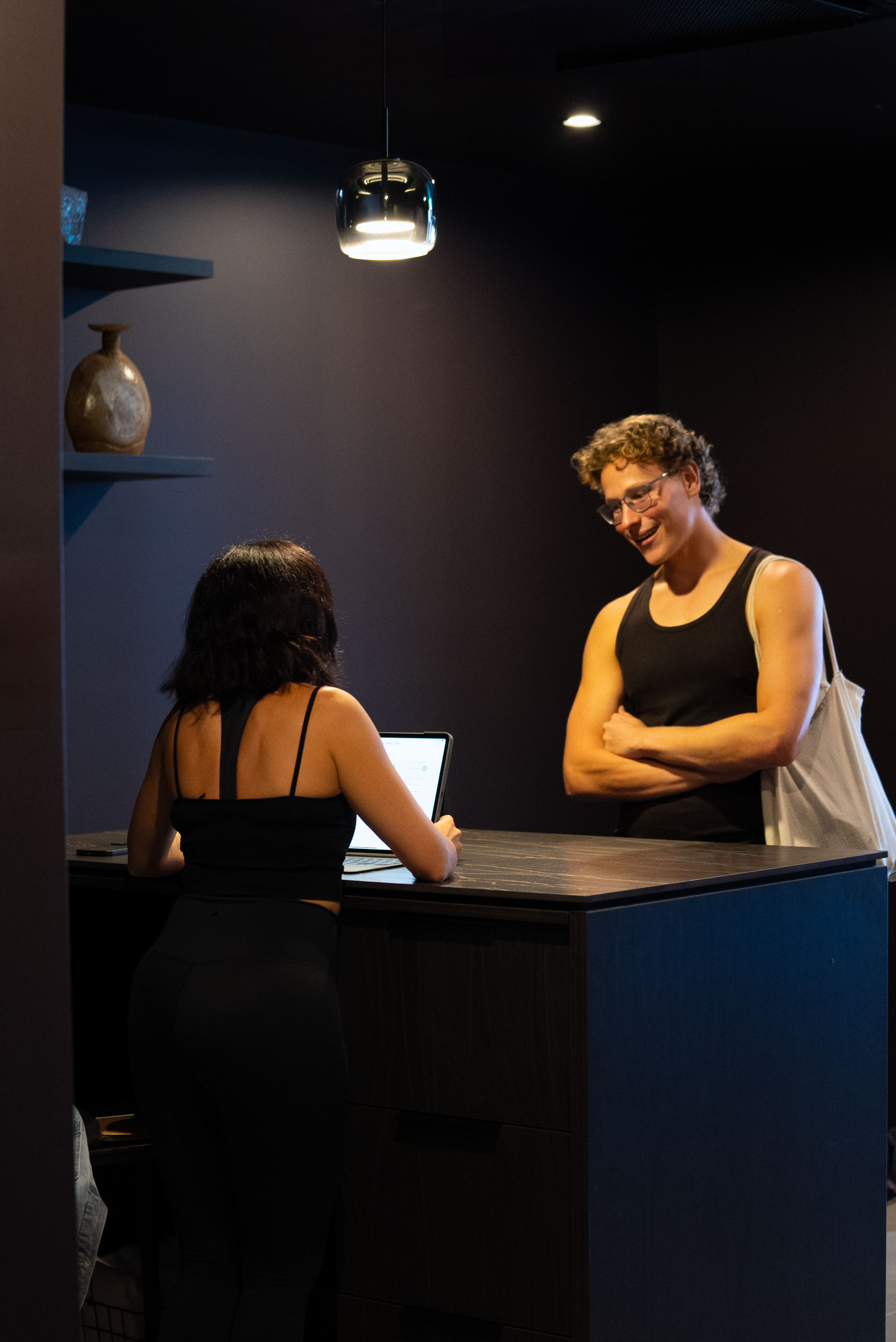 A client checking in at F2 Collective reception