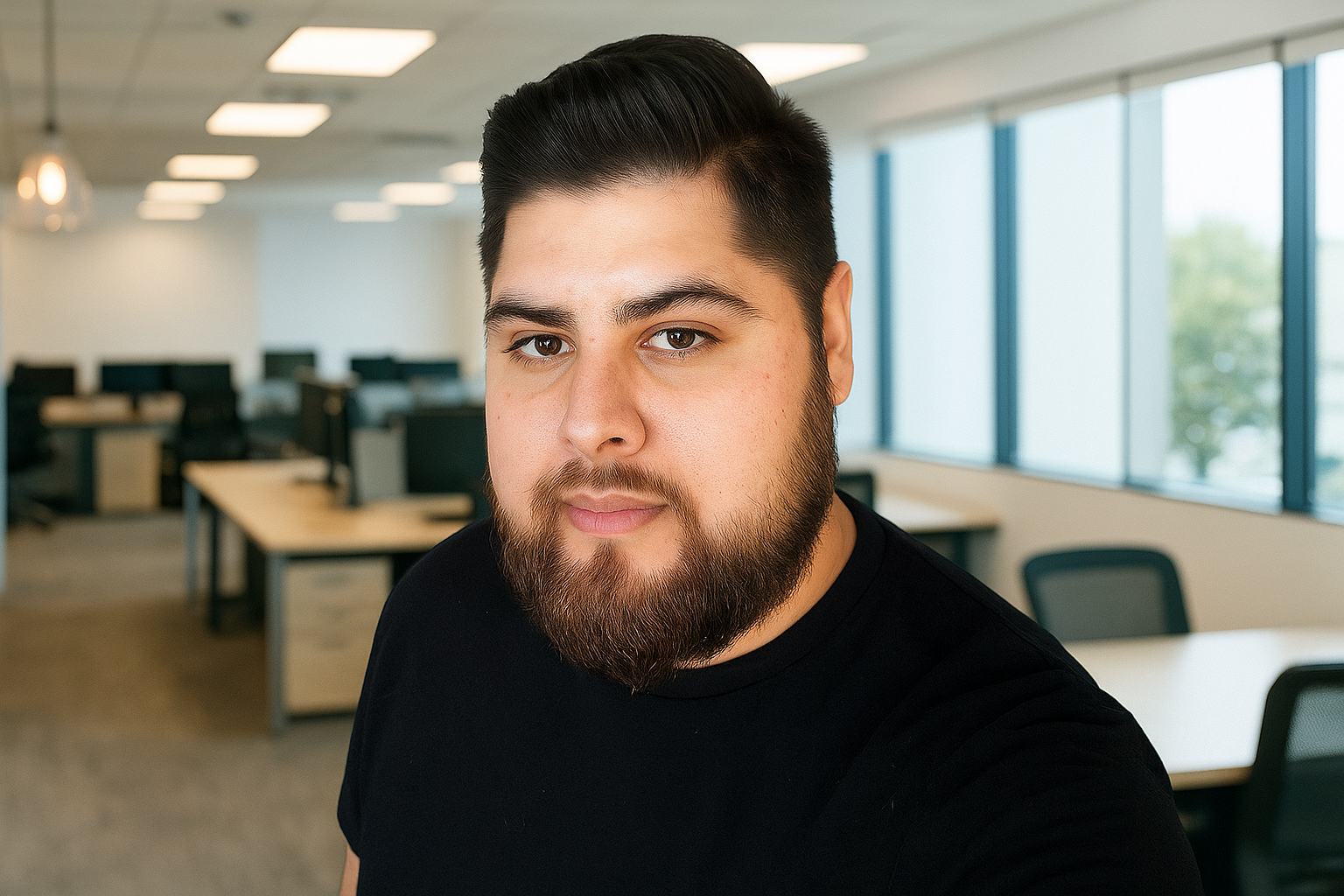 Founder Roberto Vazquez in a clean, minimalist workspace at Keyo Agency