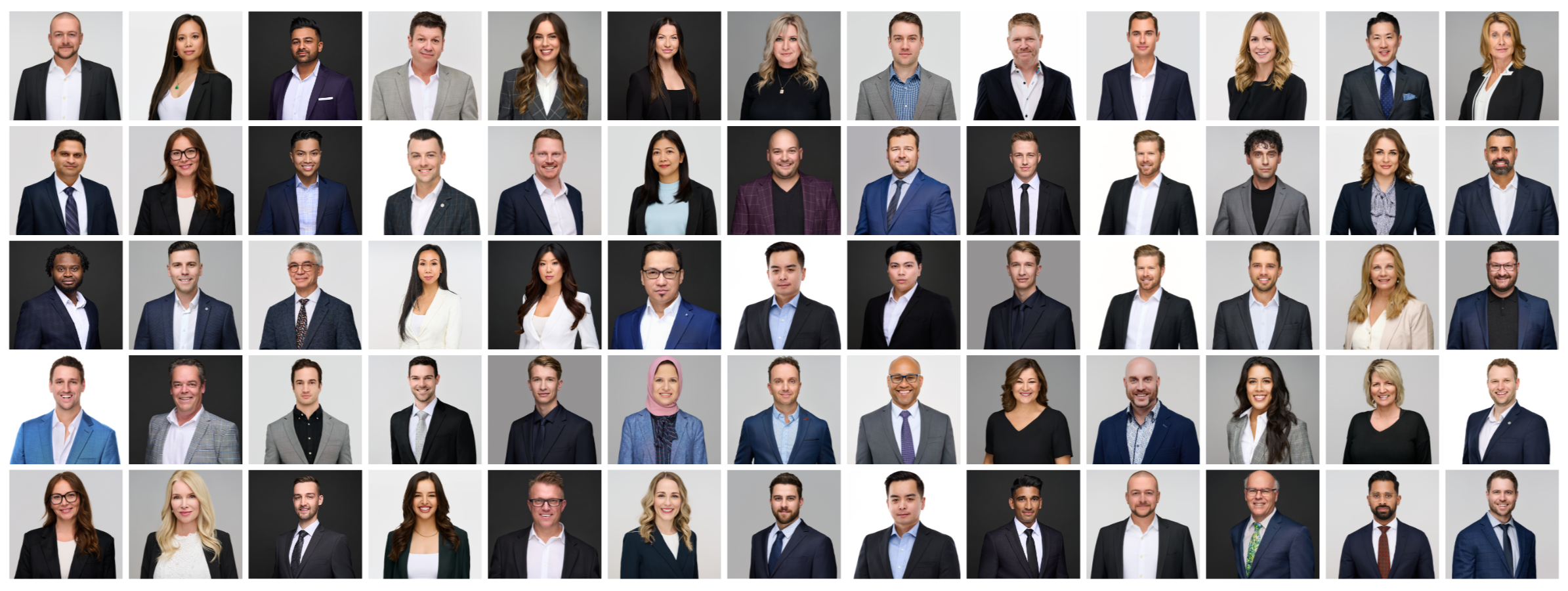 Corporate team headshots collage, professional group photography across multiple companies and team sizes by ATX Headshots