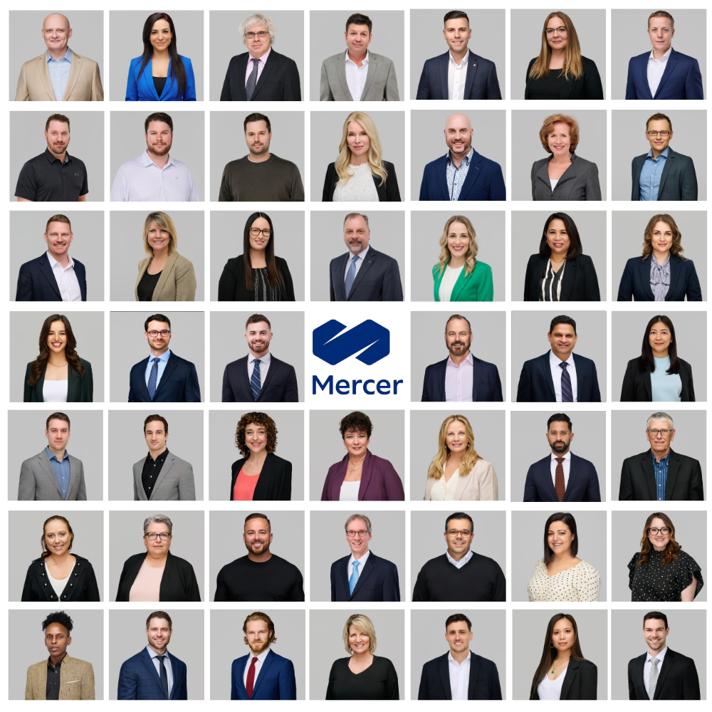 Mercer corporate team headshots, a 50-plus person team photographed with matched backgrounds and consistent lighting by ATX Headshots