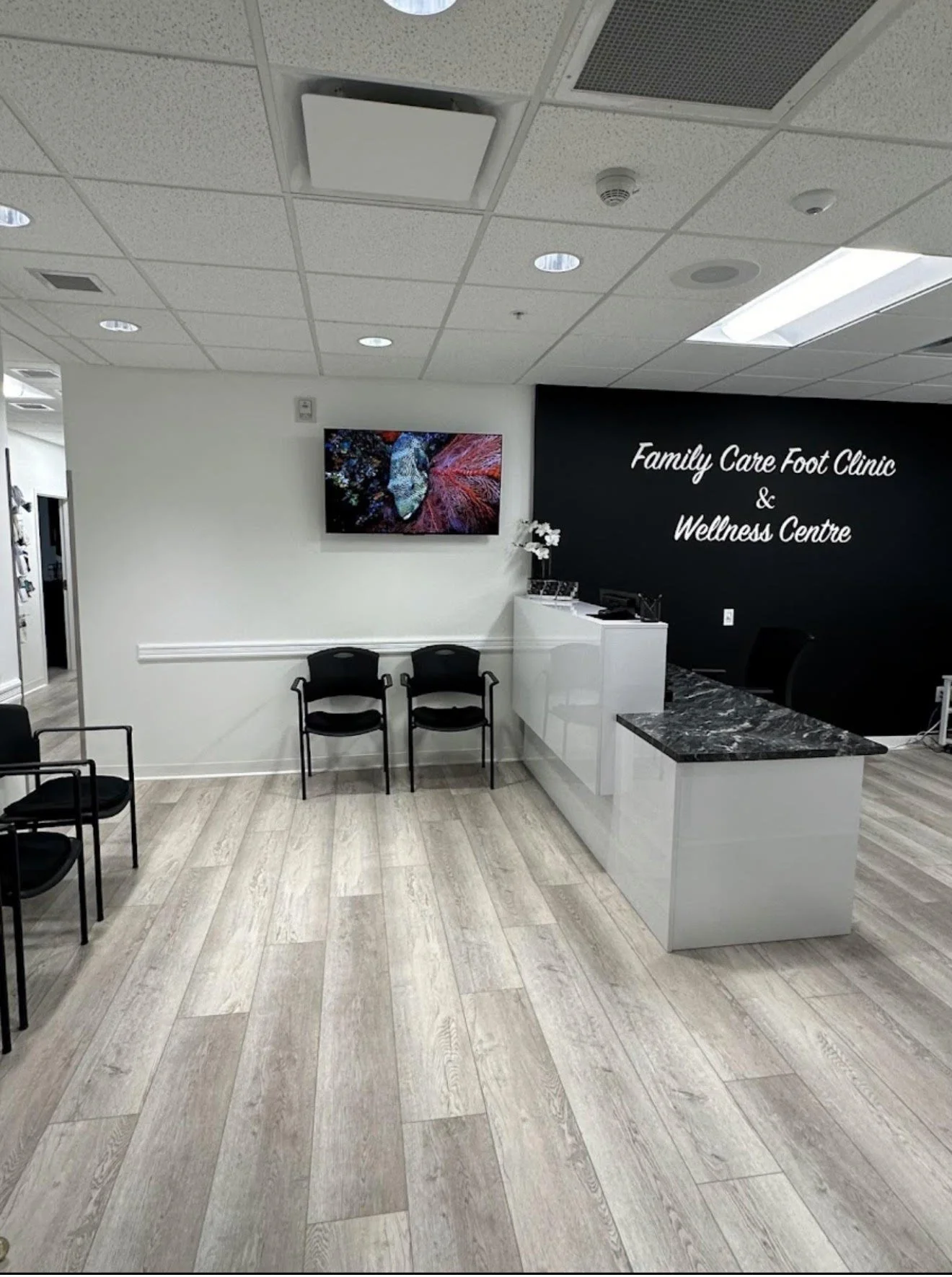 The reception area at Family Care Foot Clinic and Wellness Centre