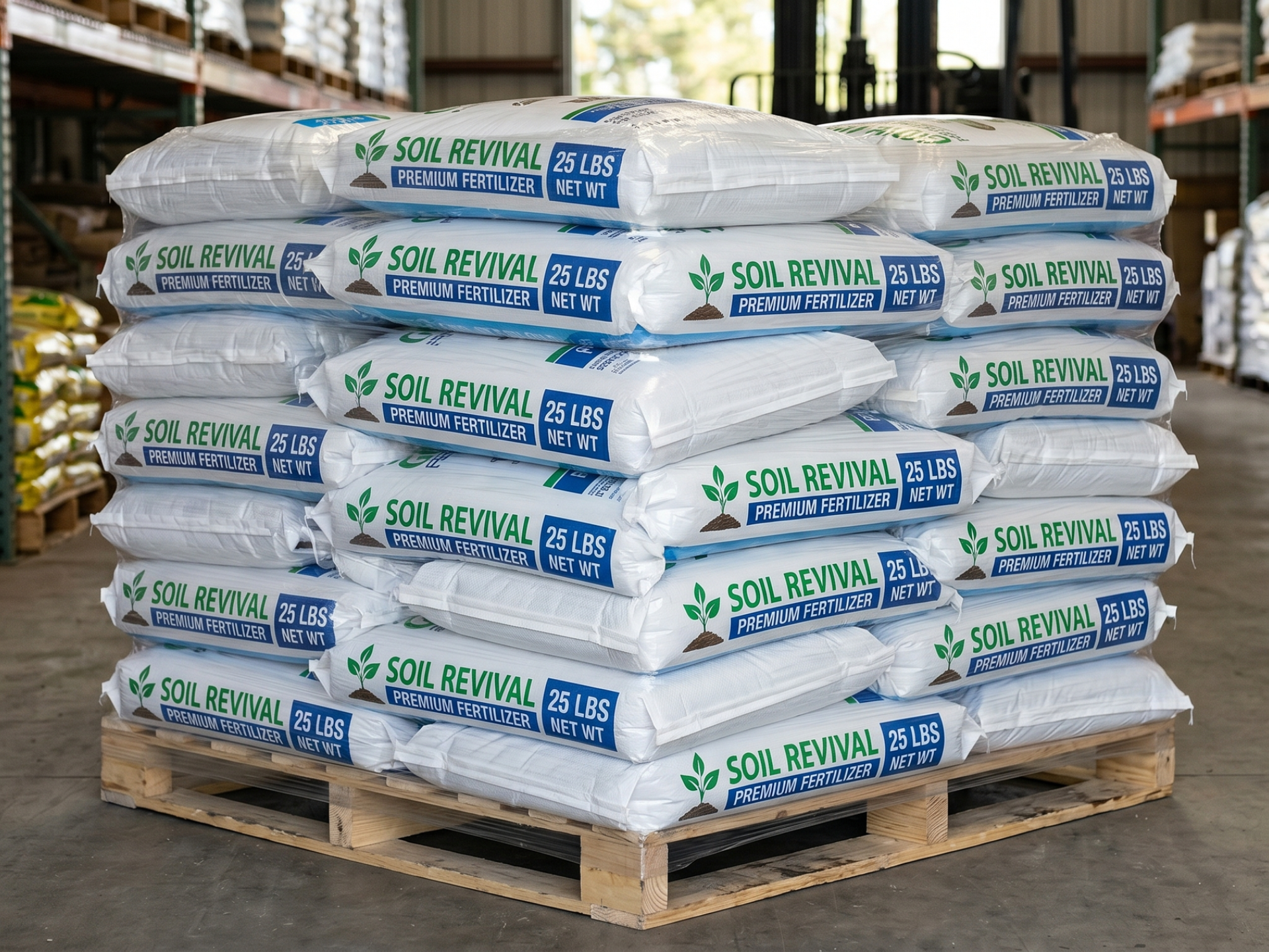 Bulk frass super sacks on pallets