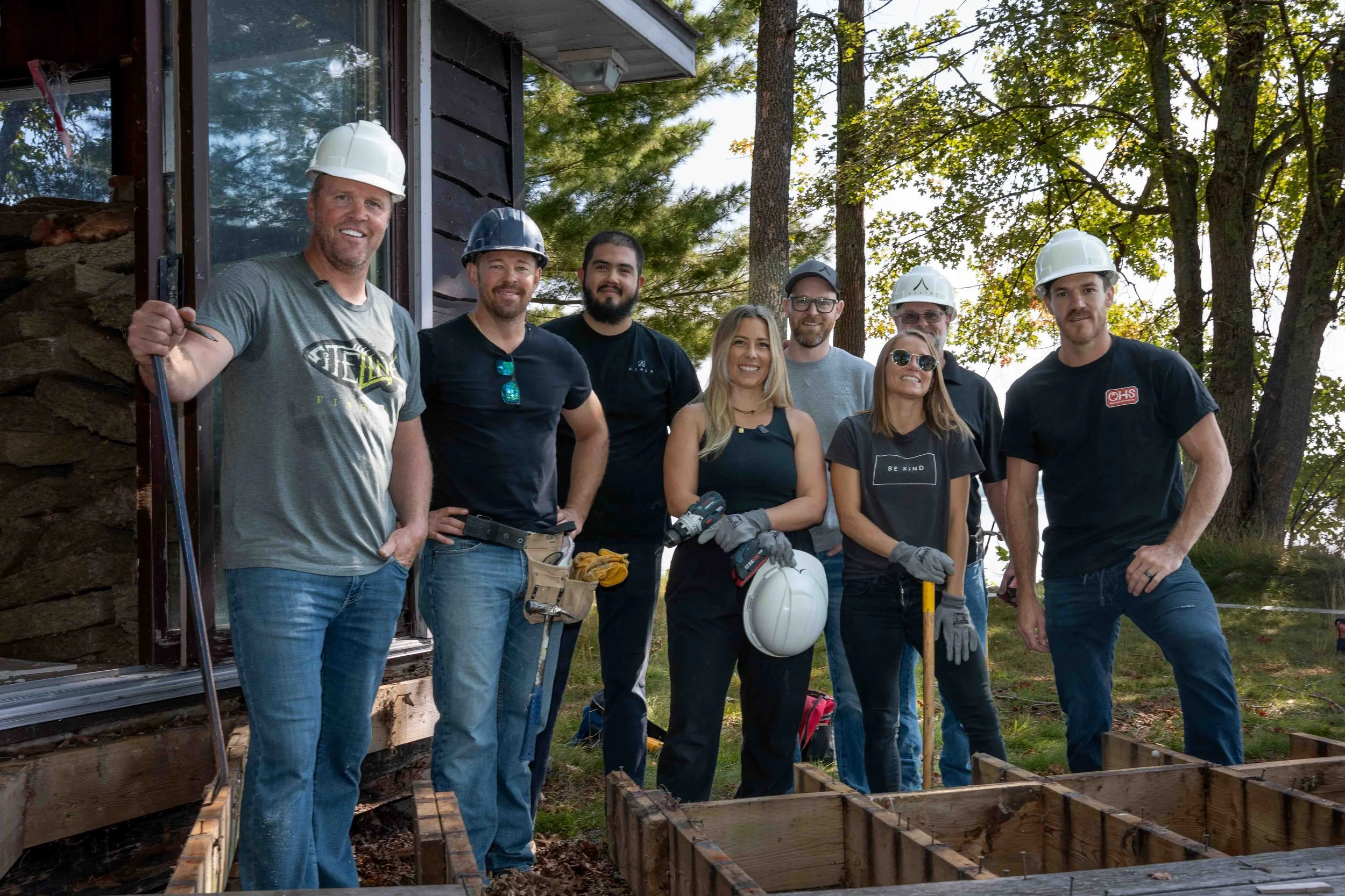 Group portrait of the Bickell Foundation team at Bickell’s Point in Marmora, supporting the development of an accessibility-focused retreat centre for individuals living with MS. Photo by David LeClair.