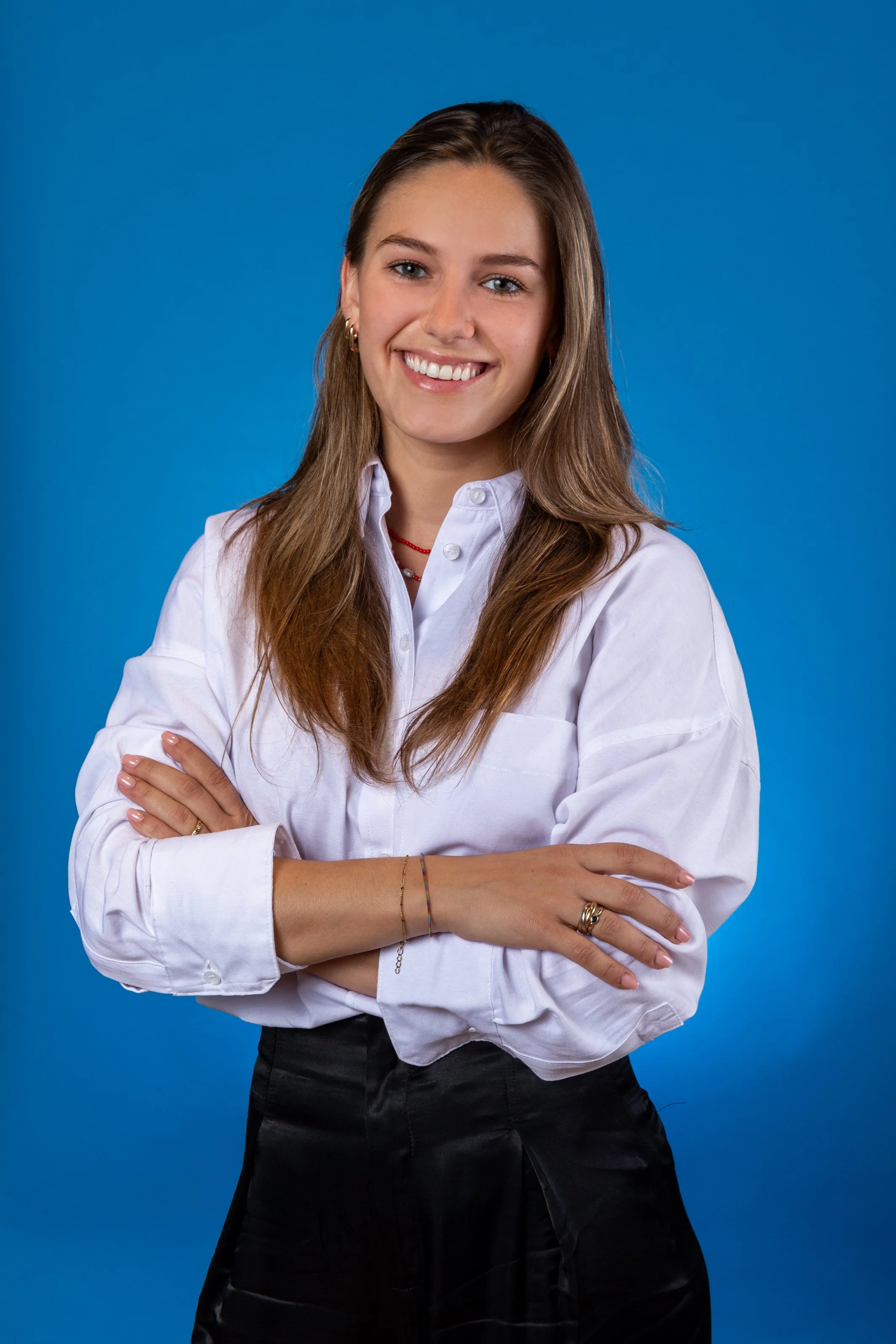 Studio LinkedIn headshot of a female executive, Antwerp
