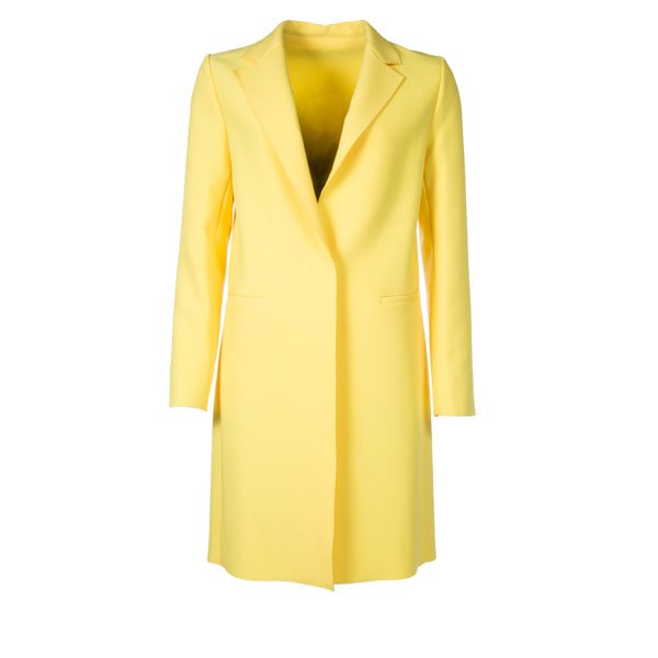 Ghost mannequin product photography of a yellow coat