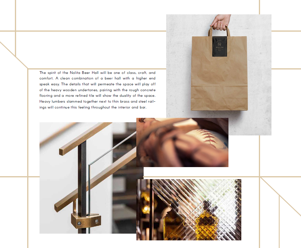 Design narrative board pairing project copy with material and hardware details