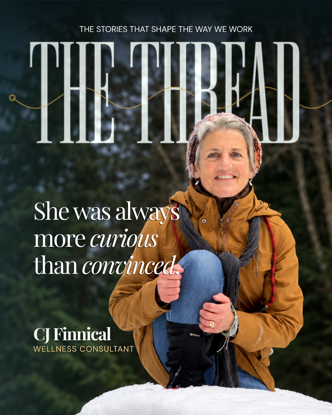 Wellness consultant CJ Finnical, featured in The Thread, a brand storytelling series by Colleen Wolak