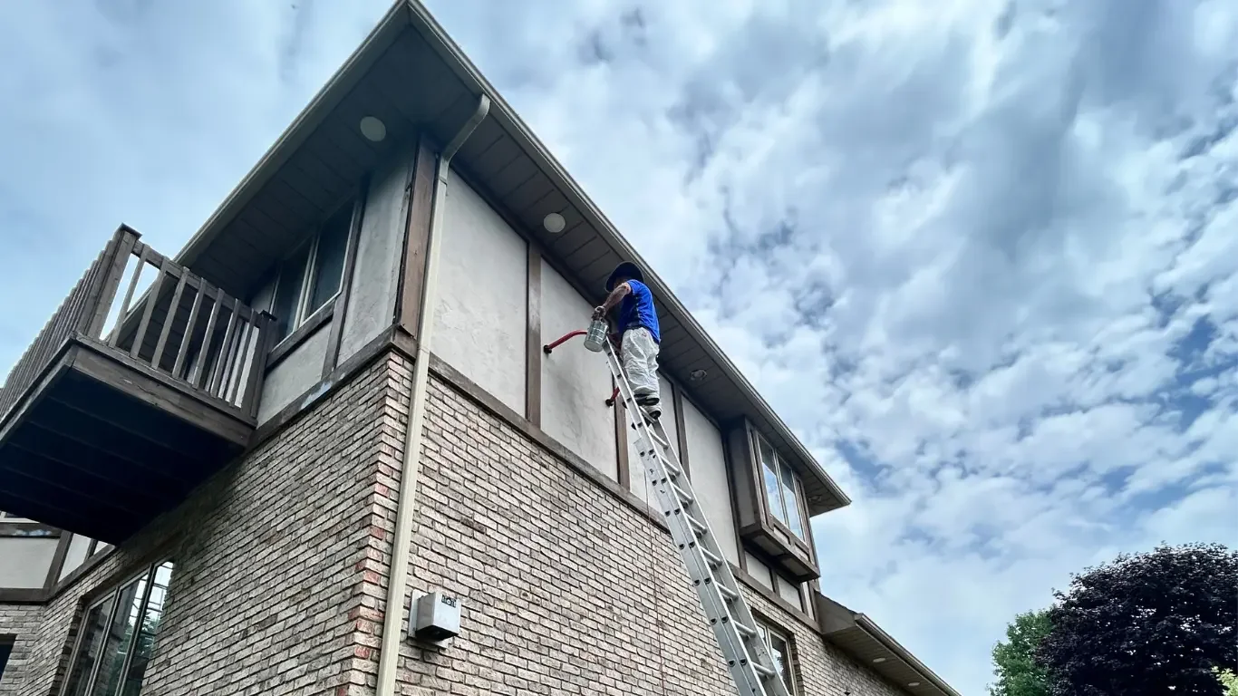 Fresh exterior paint with sharp trim lines.